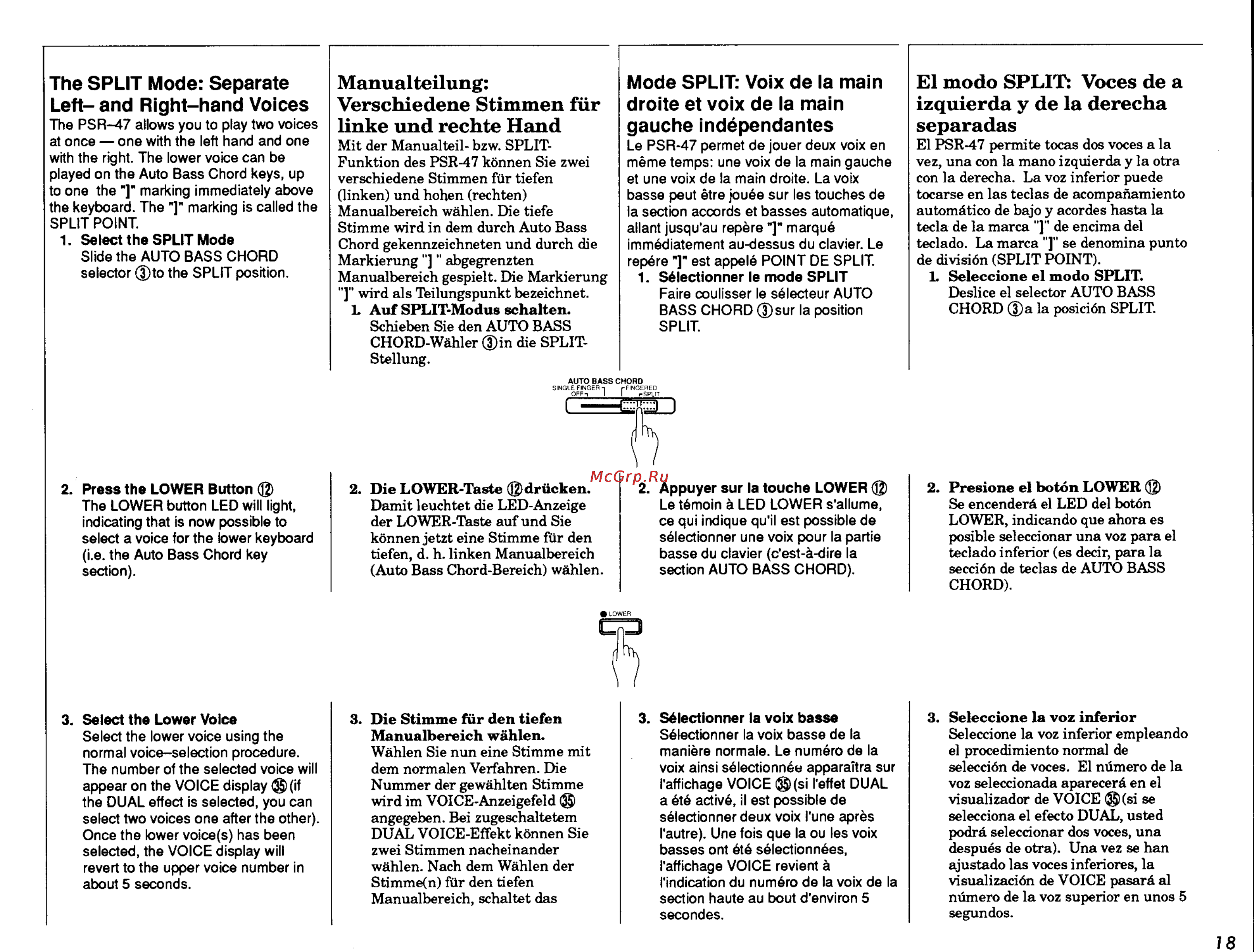 Yamaha PSR-47.PDF [19/33] El modo split voces de a