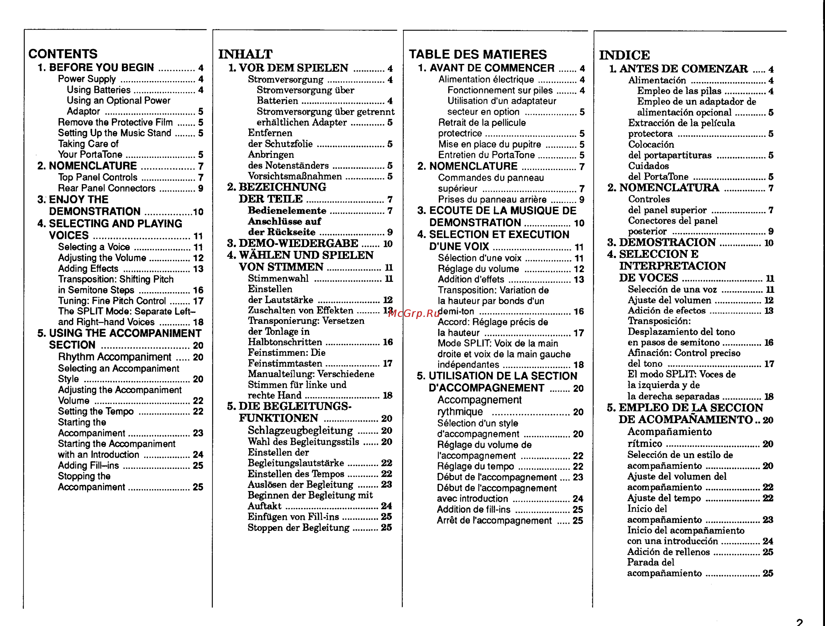 Yamaha PSR-47.PDF [3/33] Contents