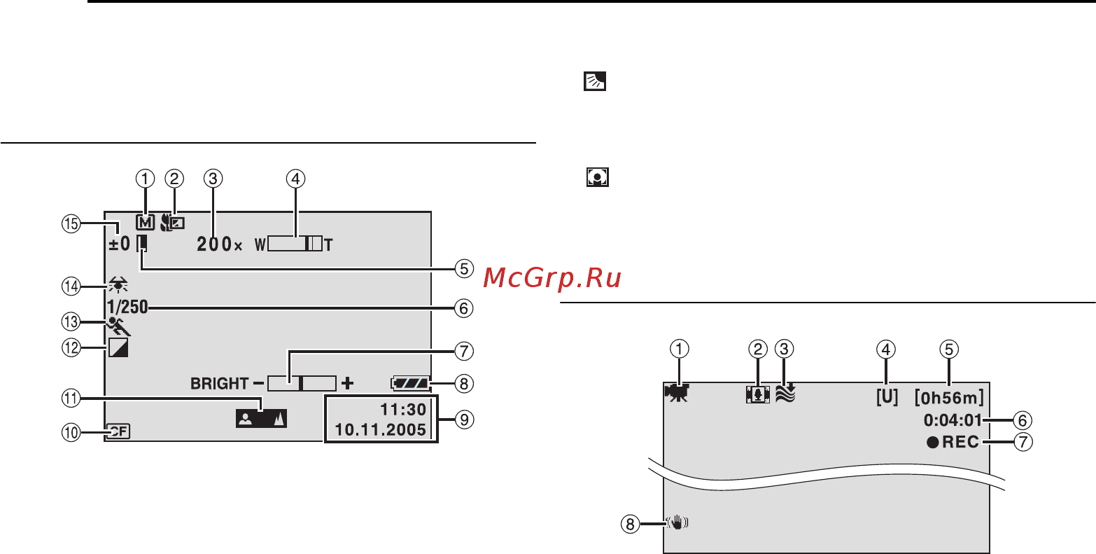 JVC GZ-MC200 [8/44] Èíäèêàöèø íà æê ìîíèòî²å