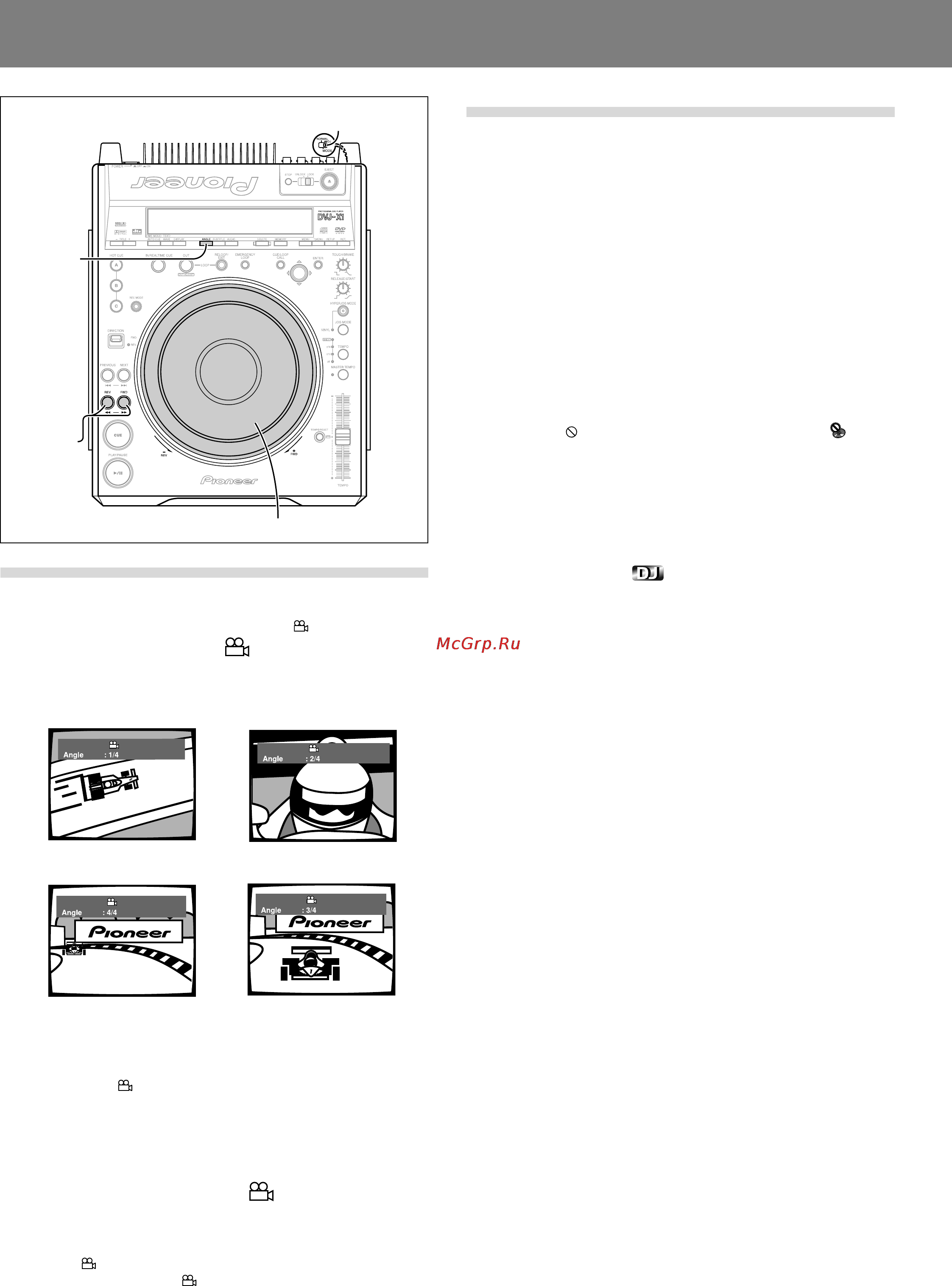 Pioneer DVJ-X1 [36/103] Rotate the jog dial while holding either one of the manual search buttons rev 1 fwd depressed