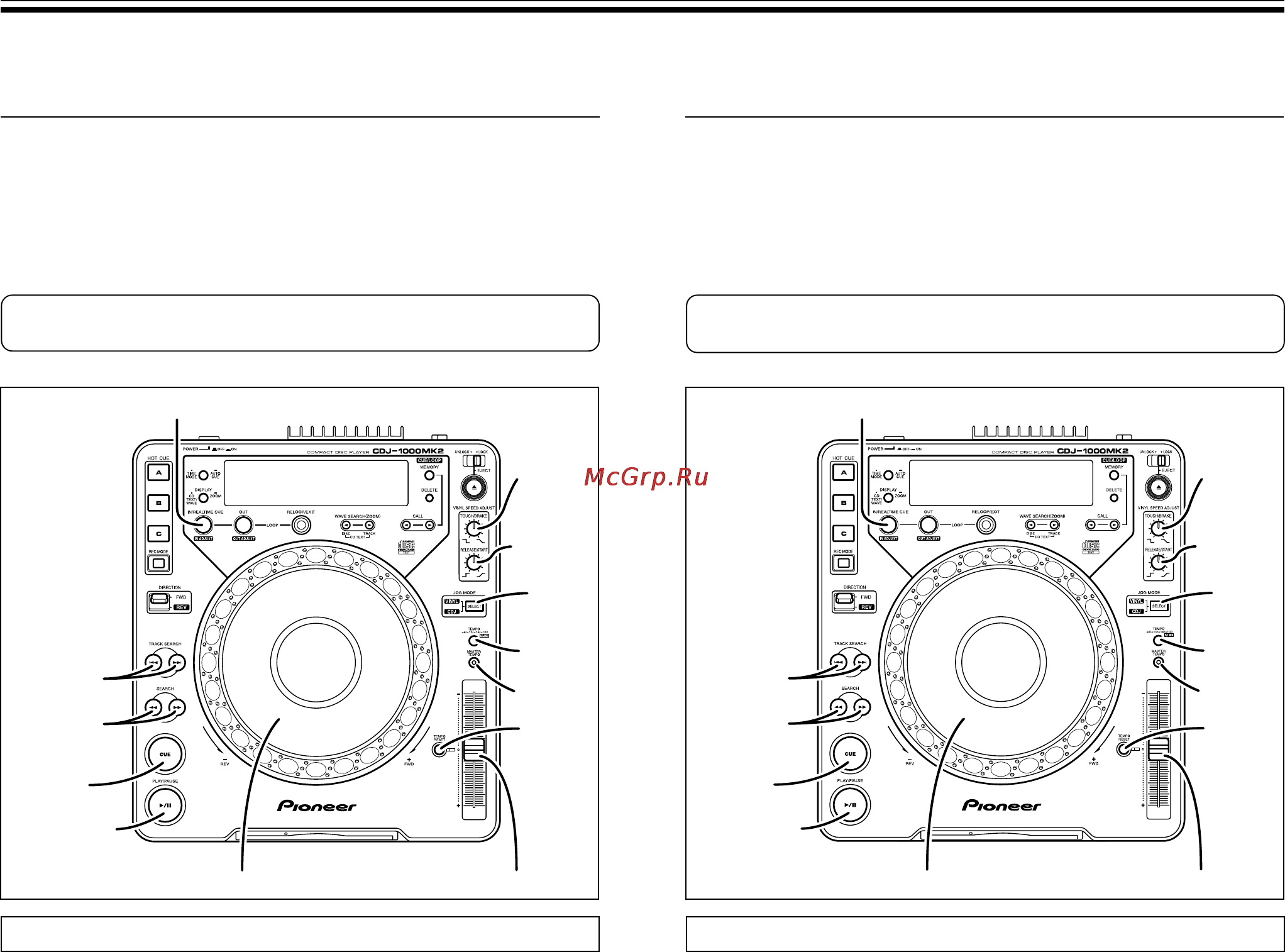 Pioneer CDJ-1000 MK2 [20/96] Cue point settings