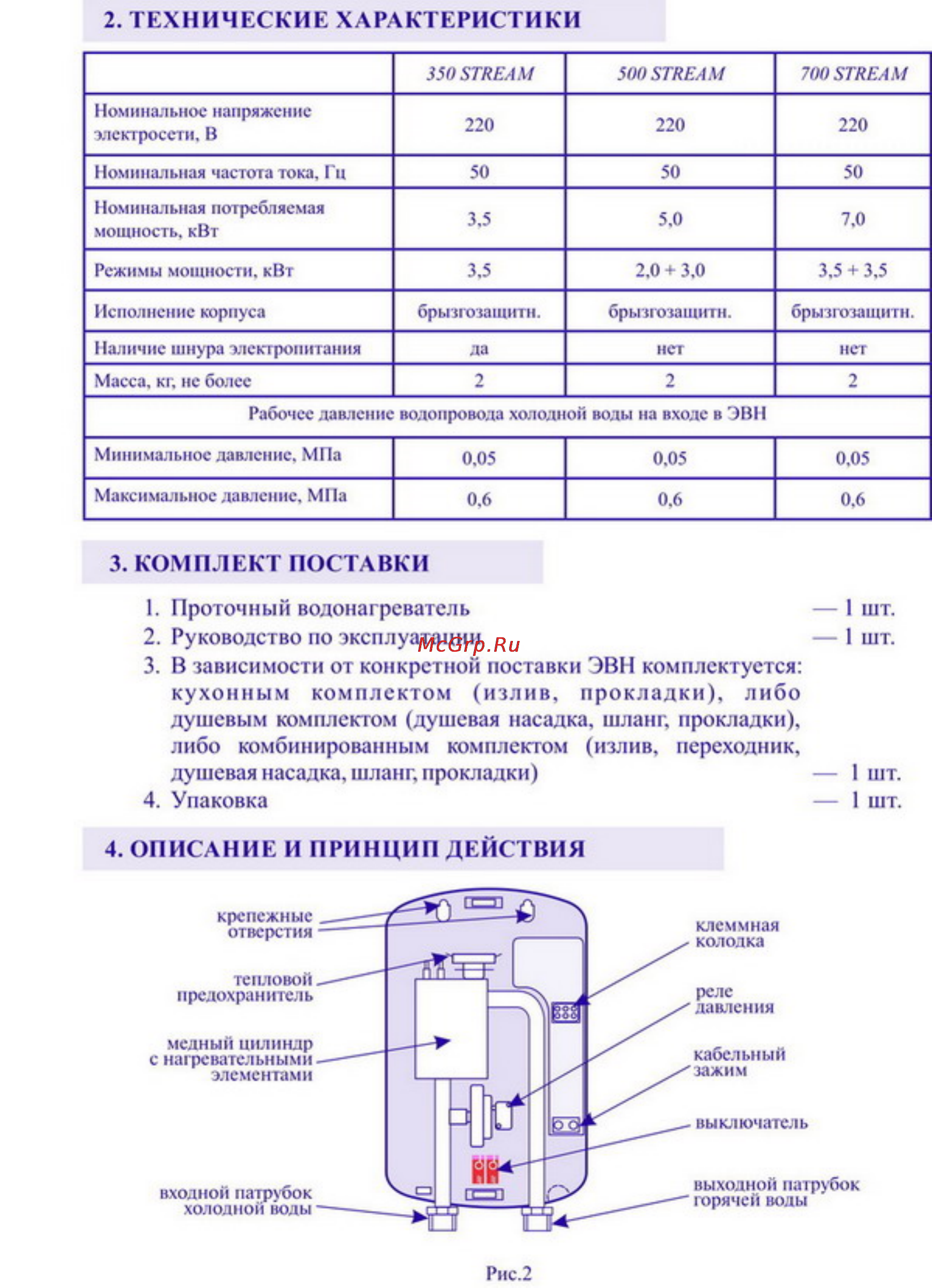 Термекс 350 Stream (combi wh) Инструкция по эксплуатации онлайн [2/8] 18595