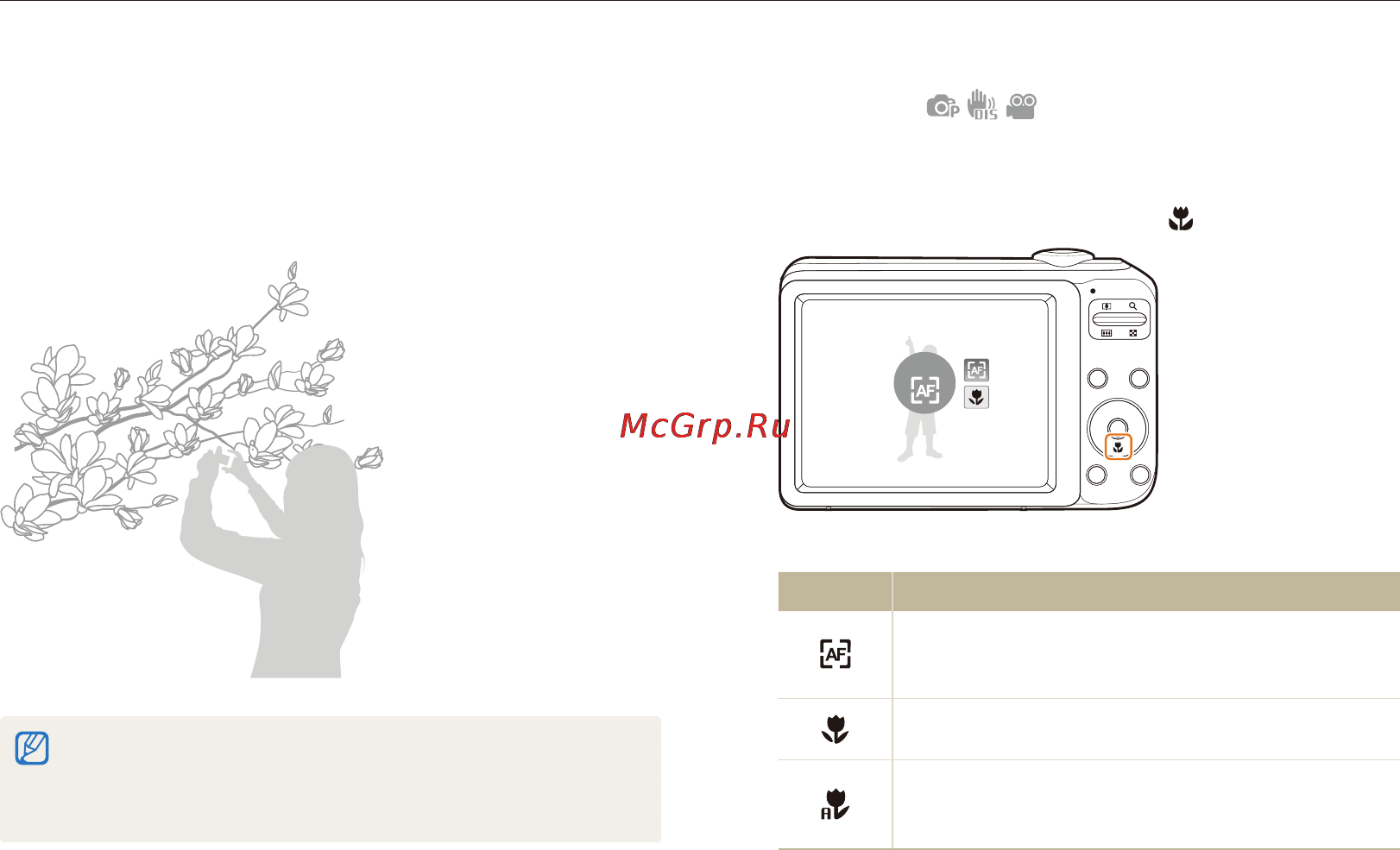 Samsung EC-PL20 SILVER [42/105] Режимы фокусировки изображения