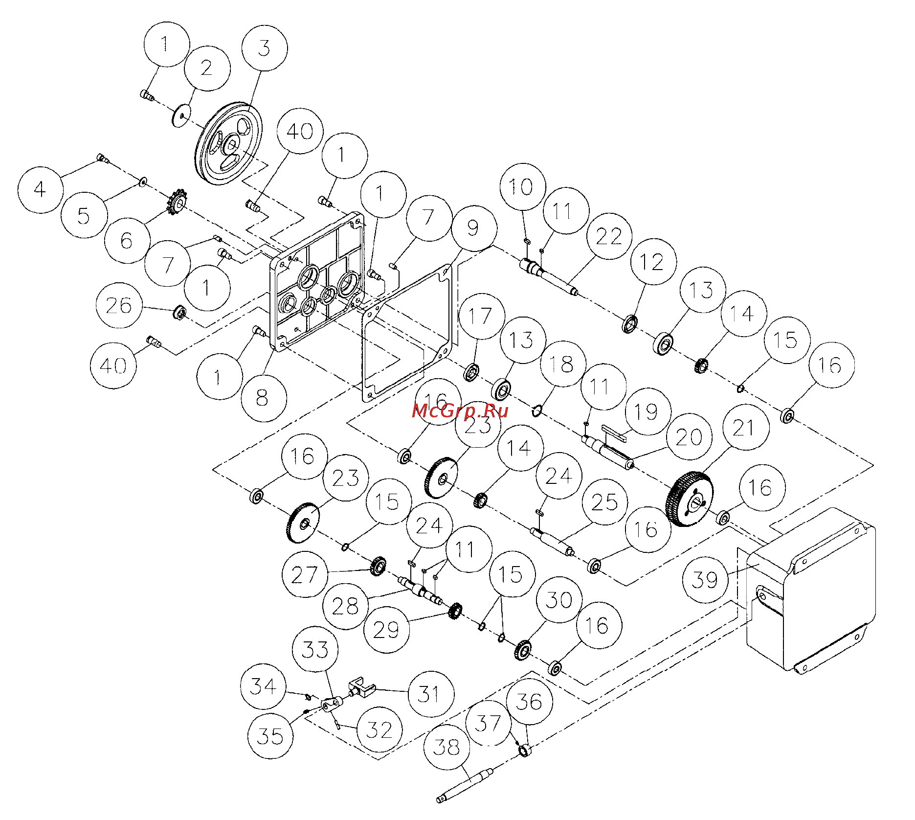 Jet JWP-2510 1791303T [27/39] Gearbox assembly