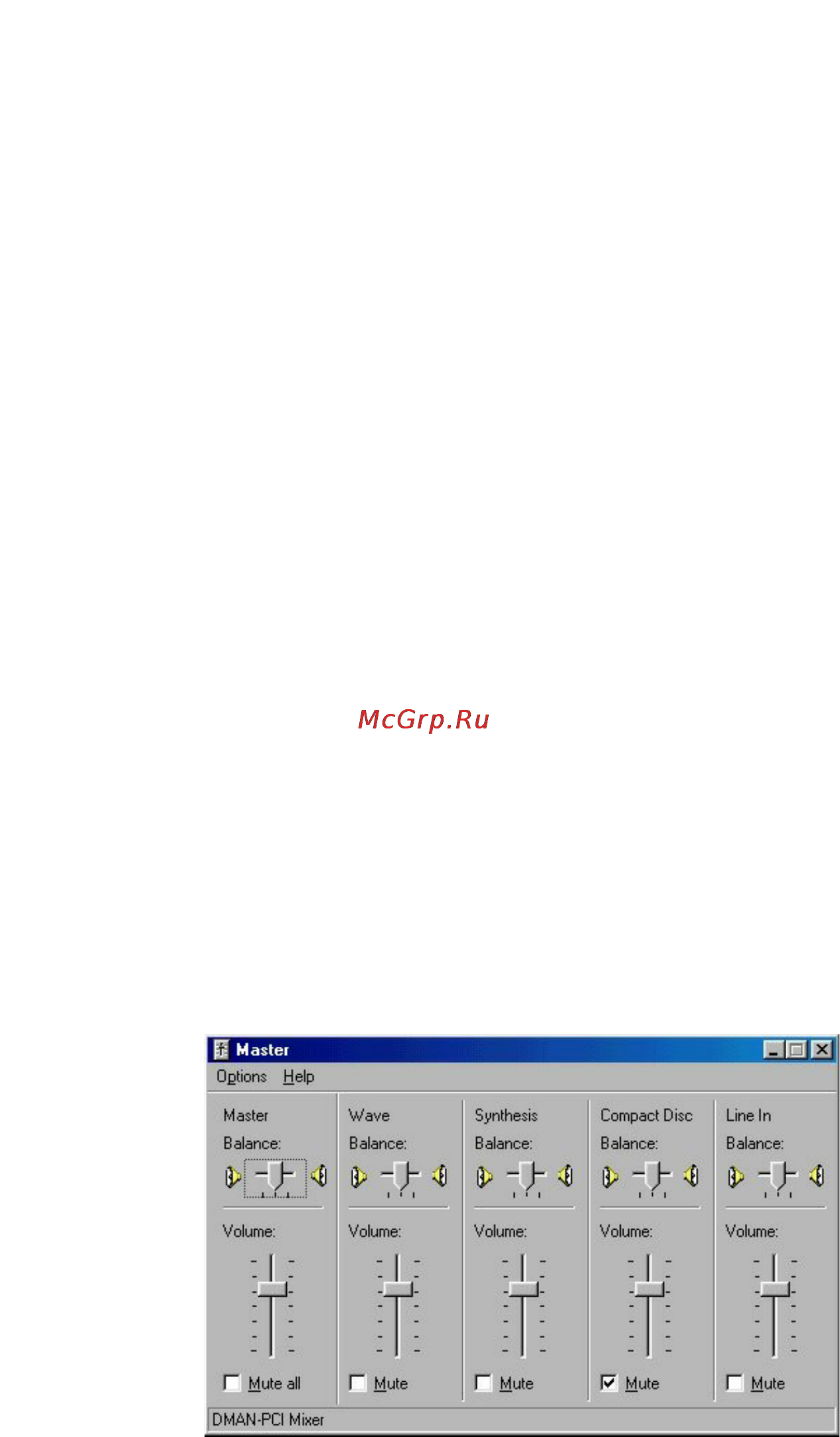 M-Audio Dman PCI [18/29] Windows master playback mixer