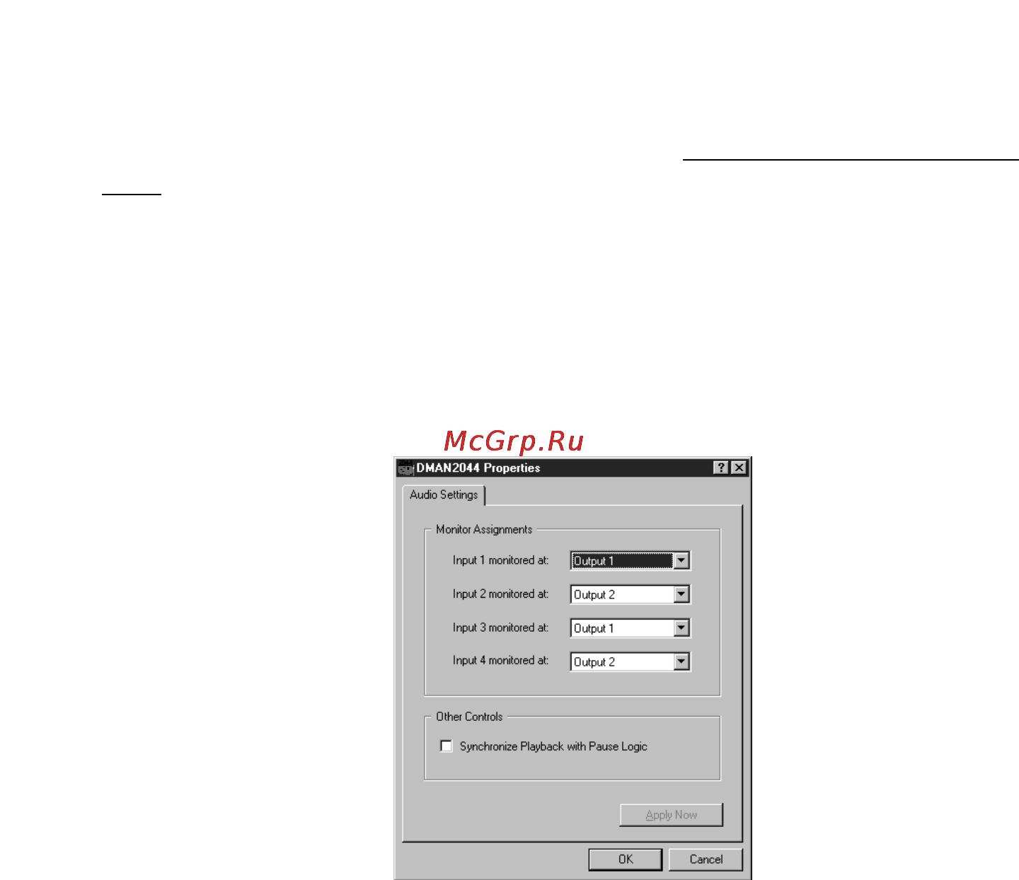 M-Audio Dman 2044 [17/36] Dman 2044 audio settings property page
