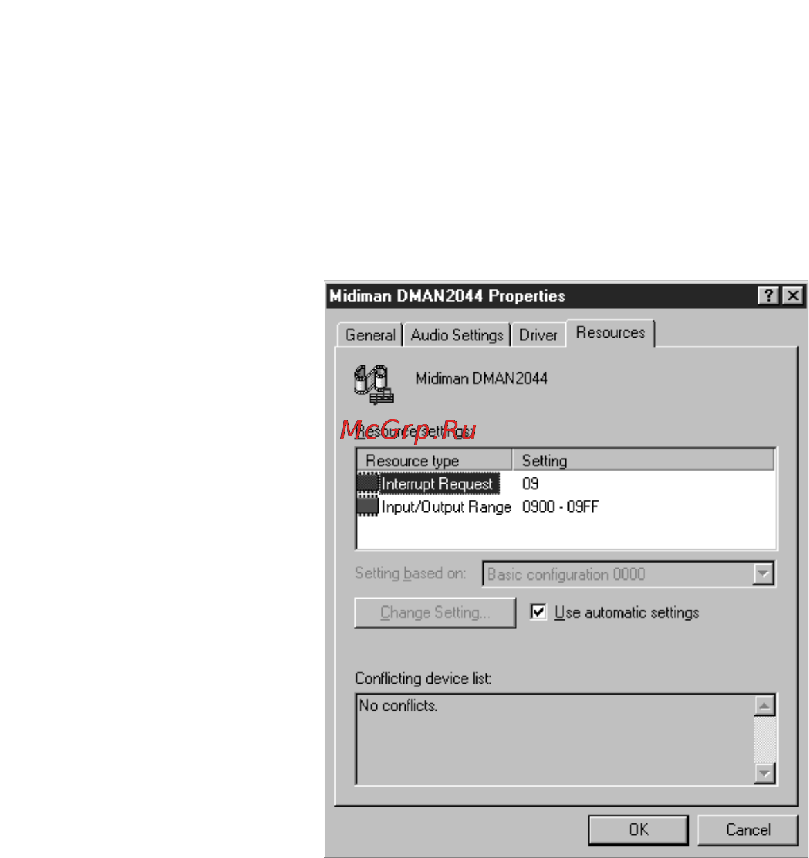 M-Audio Dman 2044 [30/36] Curing a resource conflict with a legacy card