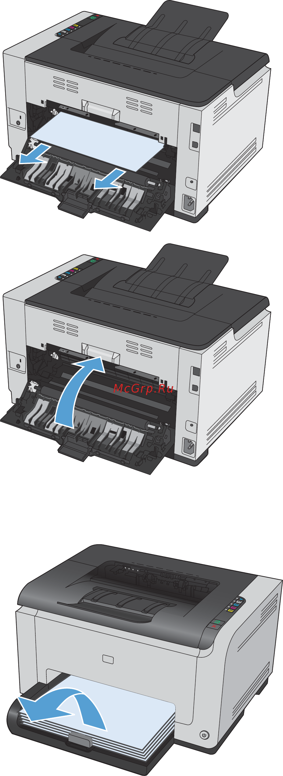 HP LaserJet CP1025 [124/184] Устранение замятий в подающем лотке