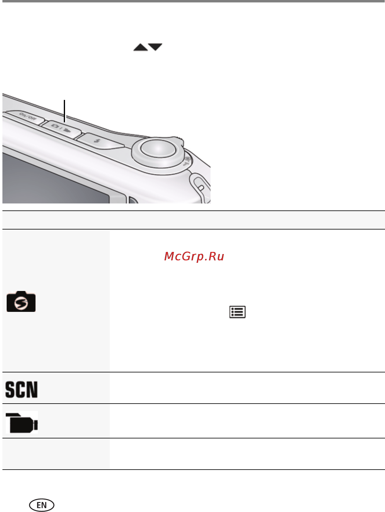 Kodak EASYSHARE C1530 Black [16/65] Press the mode button then until the lcd displays the mode that best suits your subjects and surroundings