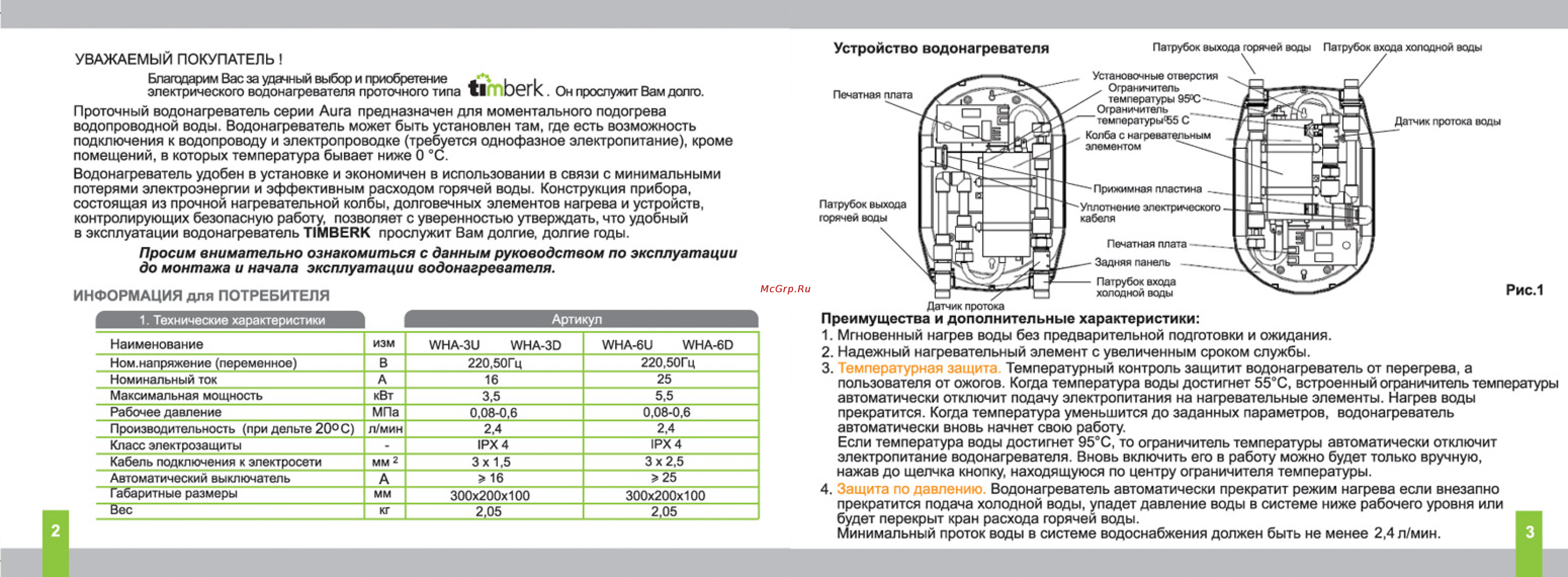 Timberk WHA 3D Инструкция по эксплуатации онлайн [2/8] 19876