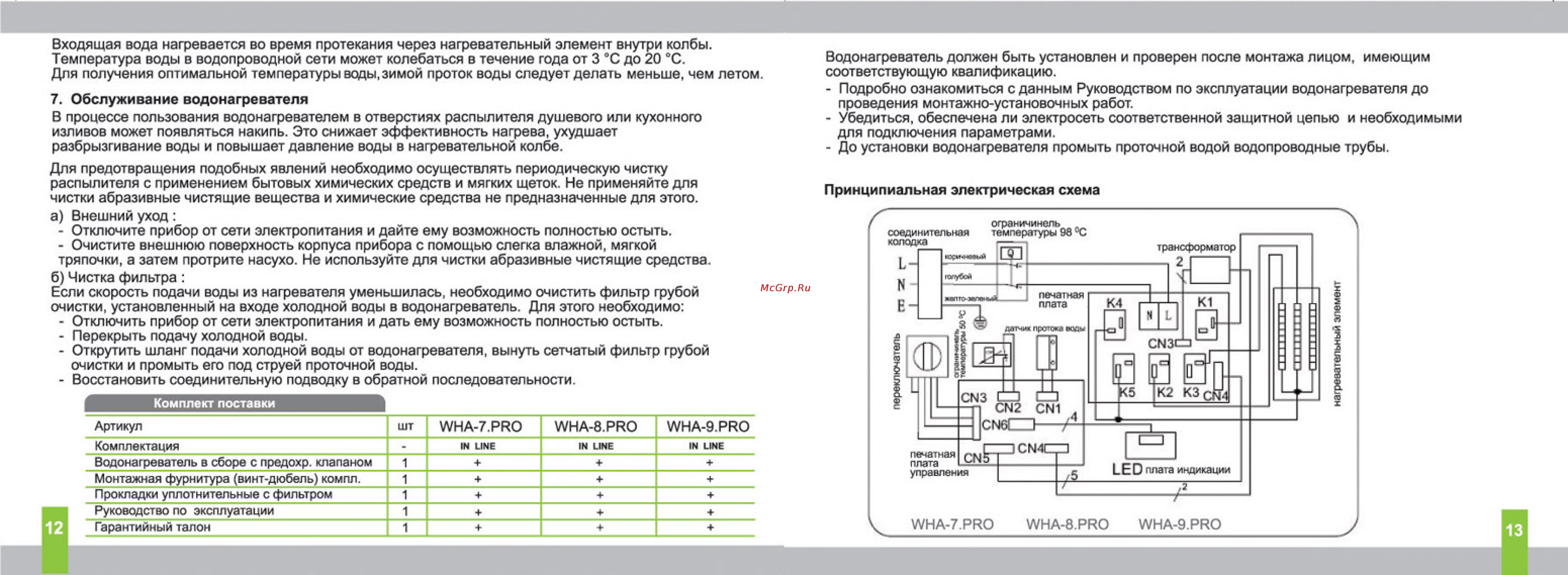 Timberk WHA-9.PRO Инструкция по эксплуатации онлайн [7/8] 20335