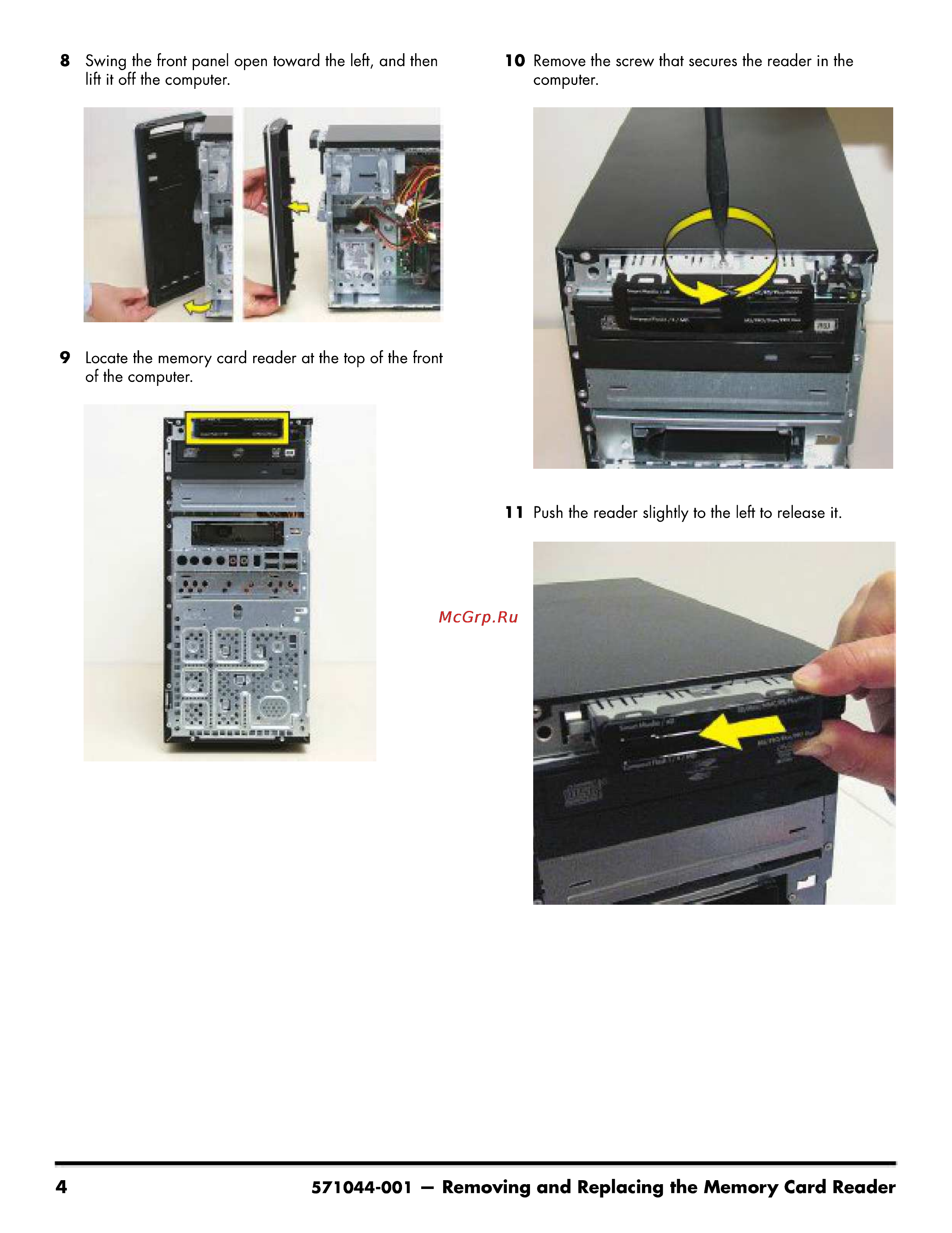 HP Pavilion p6700ru LF969EA [38/50] 571044 001 removing and replacing the memory card reader