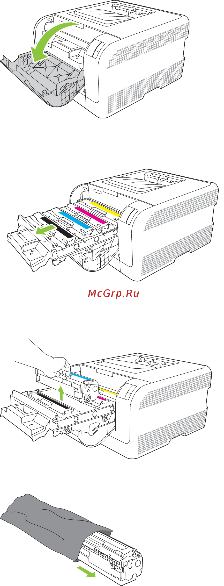 HP LaserJet CP1215 [63/134] Замена картриджей