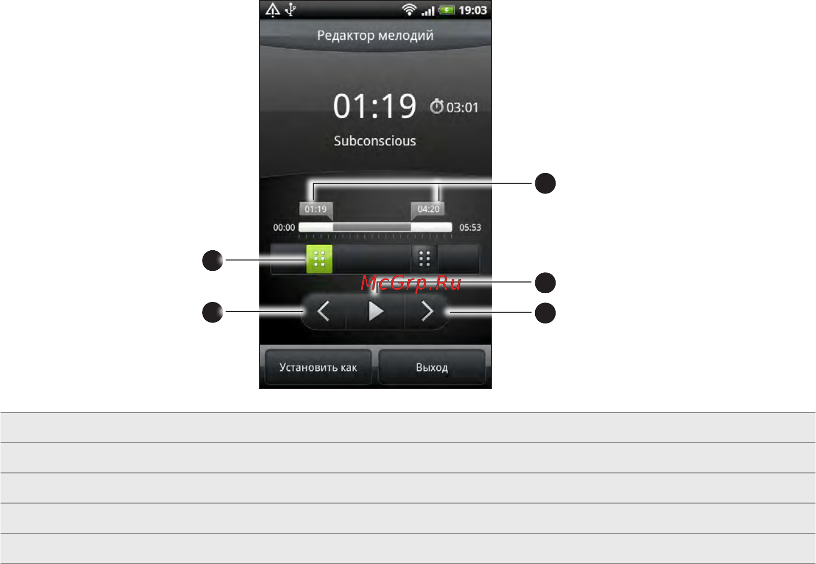 HTC Incredible S Black [160/218] Обрезка мелодии звонка mp3