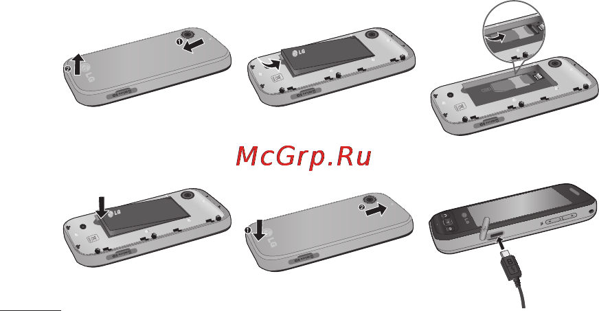 LG T320 Titan Black [51/91] Встановлення sim карти та зарядження акумулятора
