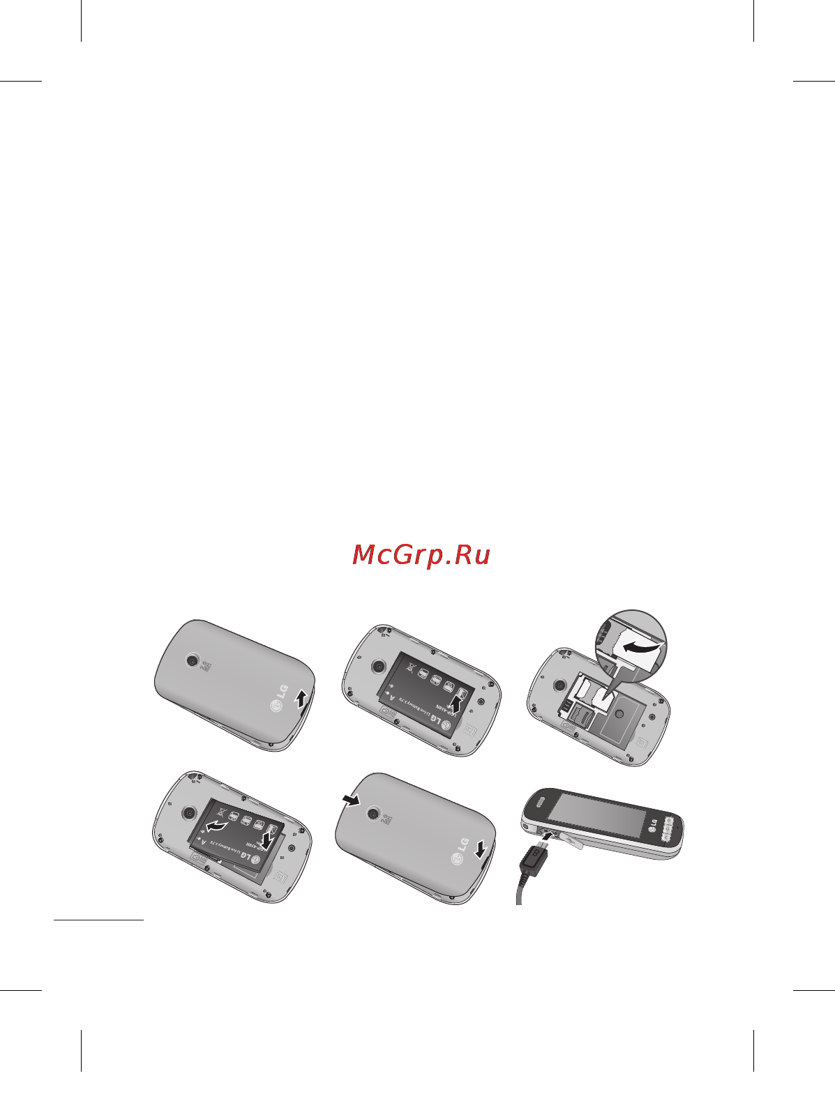LG T315I Black [52/130] Встановлення sim карти та зарядження акумулятора
