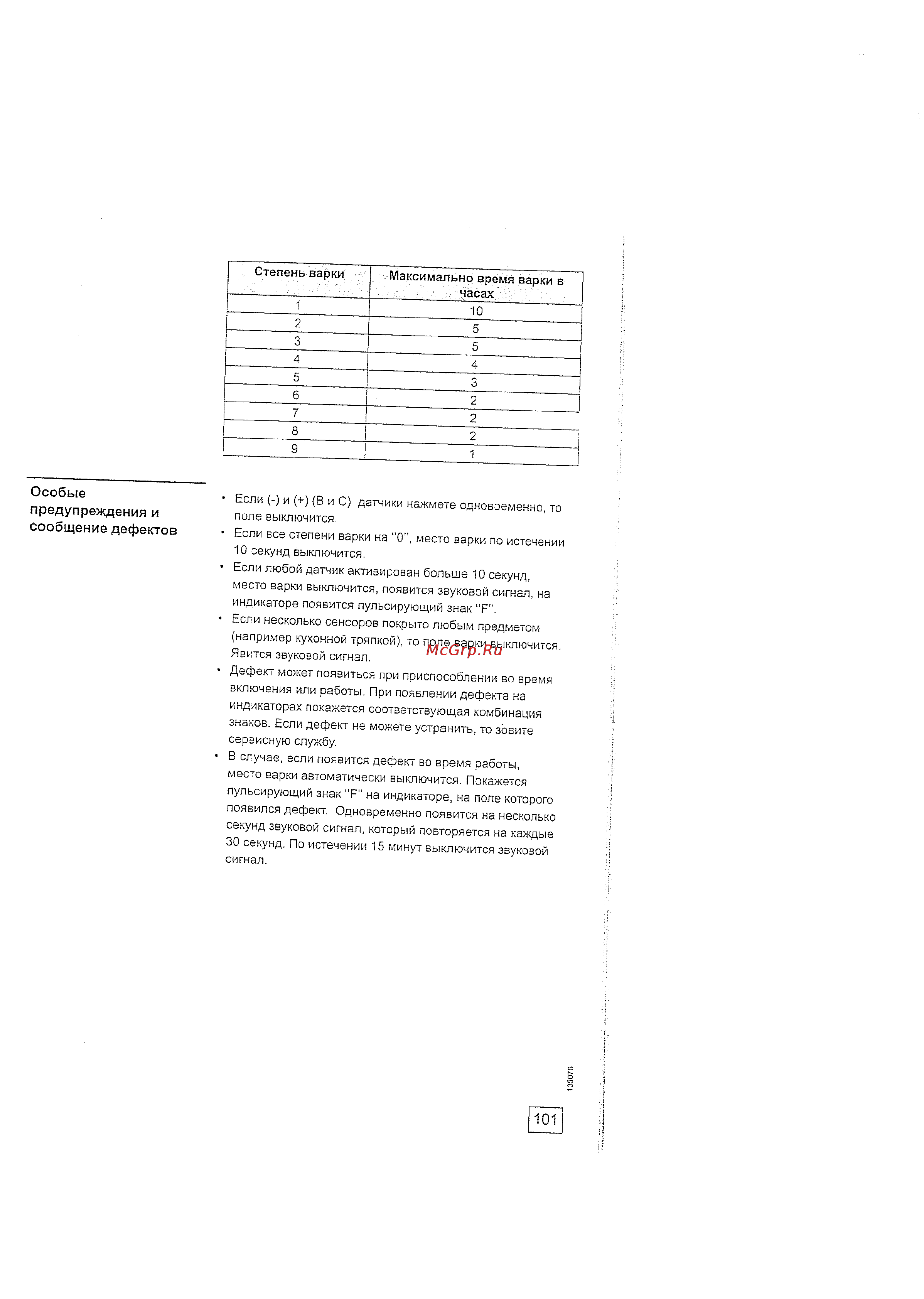 Gorenje ECT 350 C [11/16] Особые предупреждения и сообщение дефектов