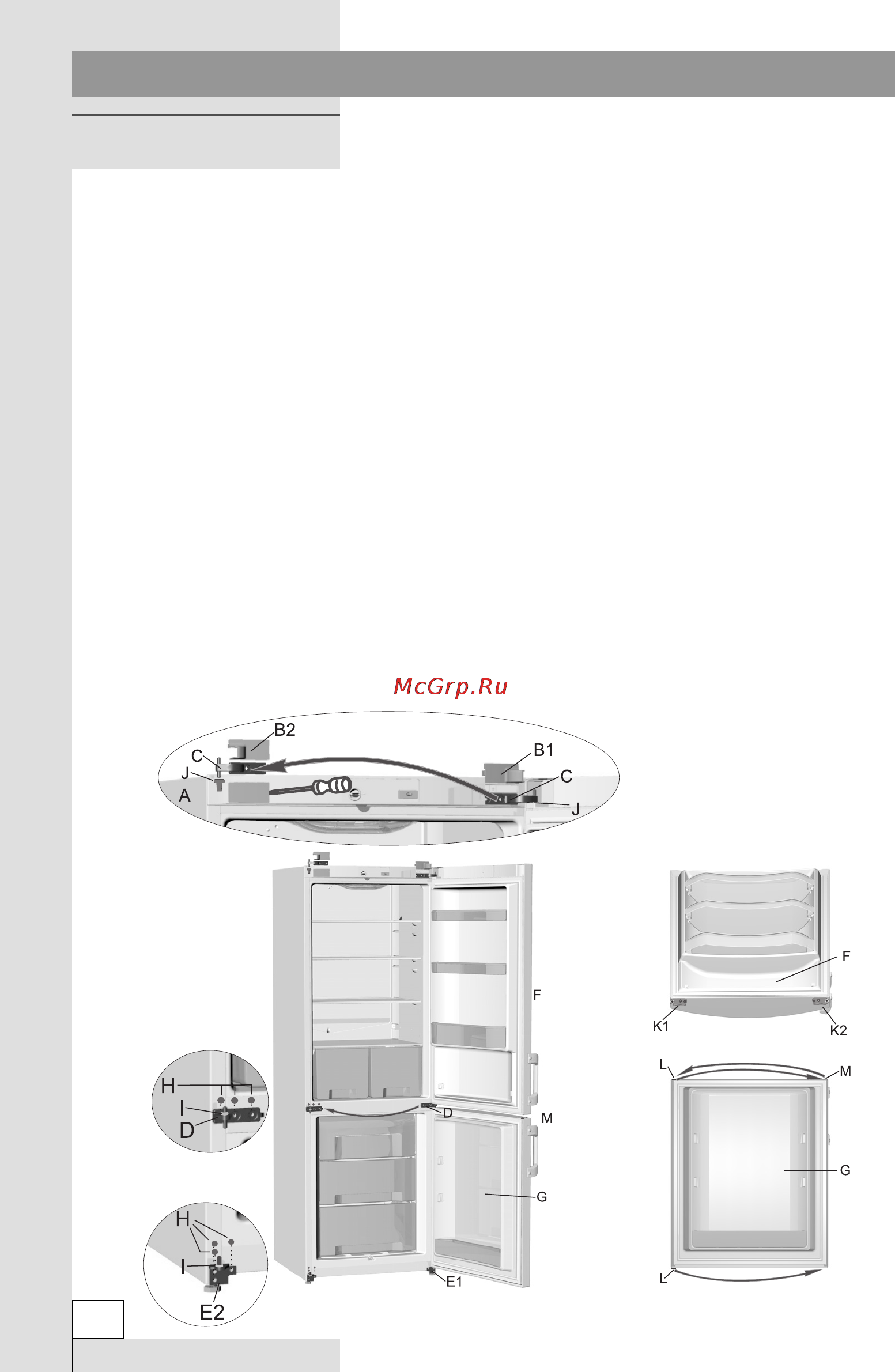 Gorenje NRK68SYA [10/36] Изменение направления открывания дверцы