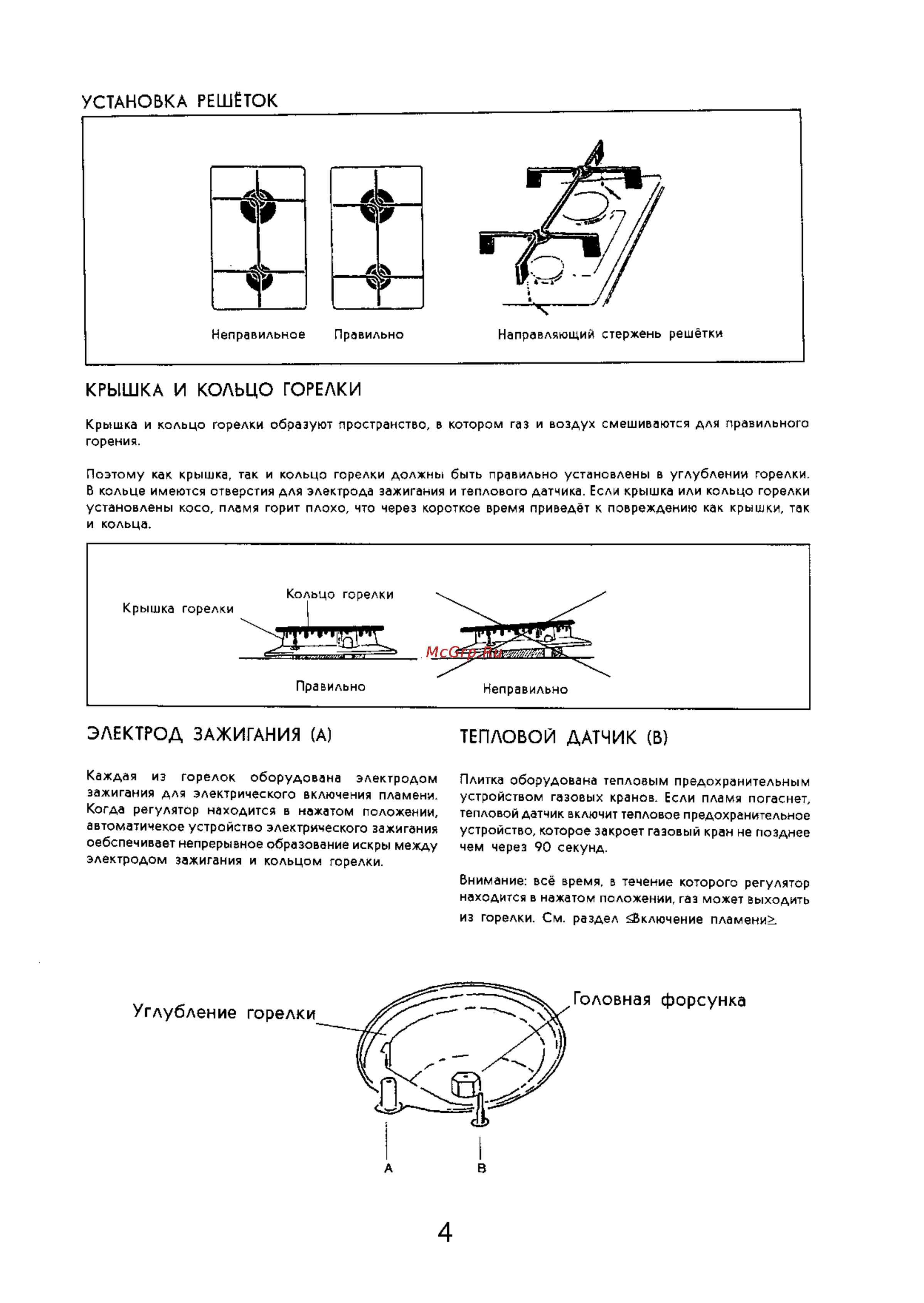 Electrolux EHT 332 X [4/6] Крышка и кольцо горелки