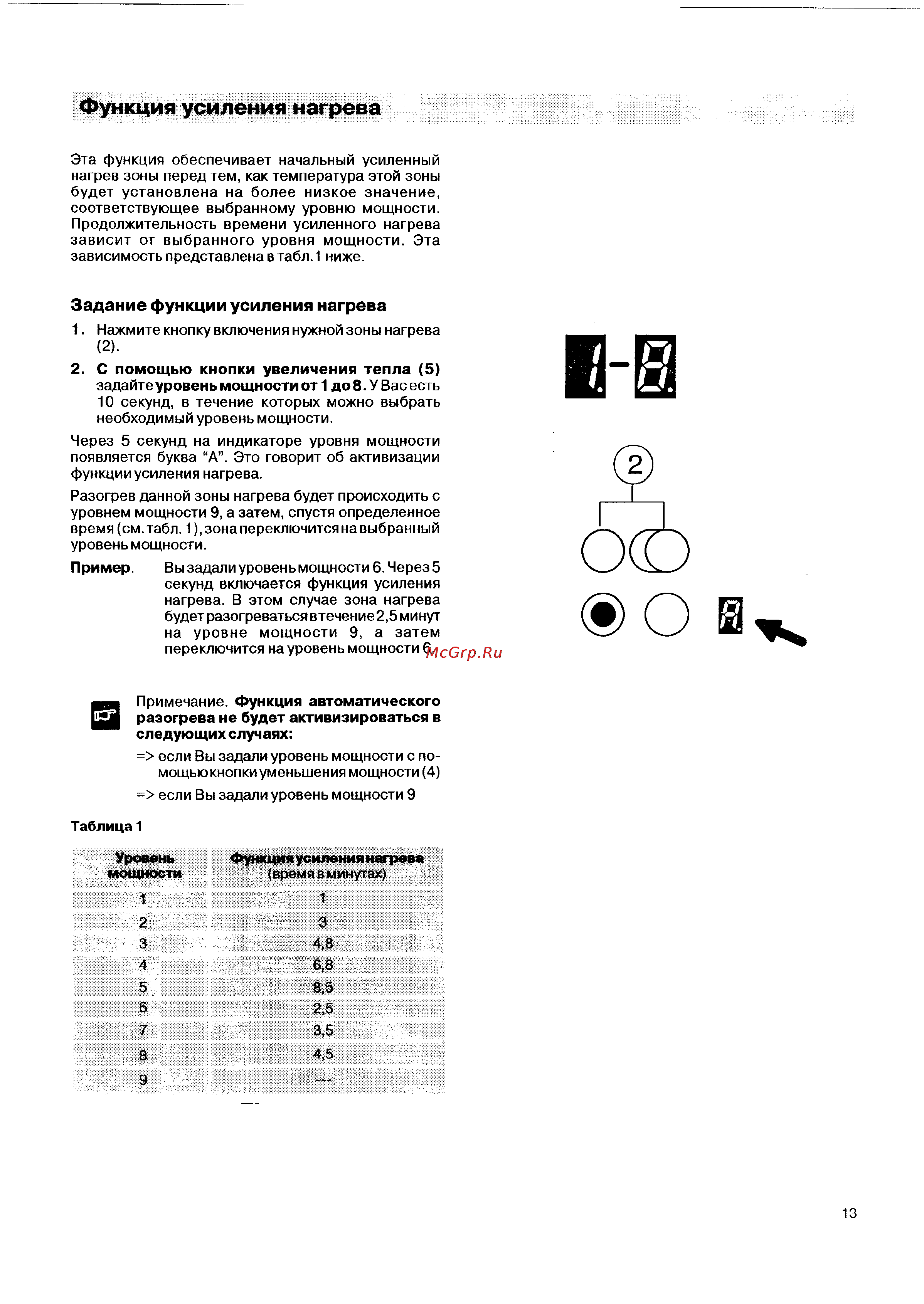 Electrolux EHS 800 P [13/24] Функция усиления нагрева