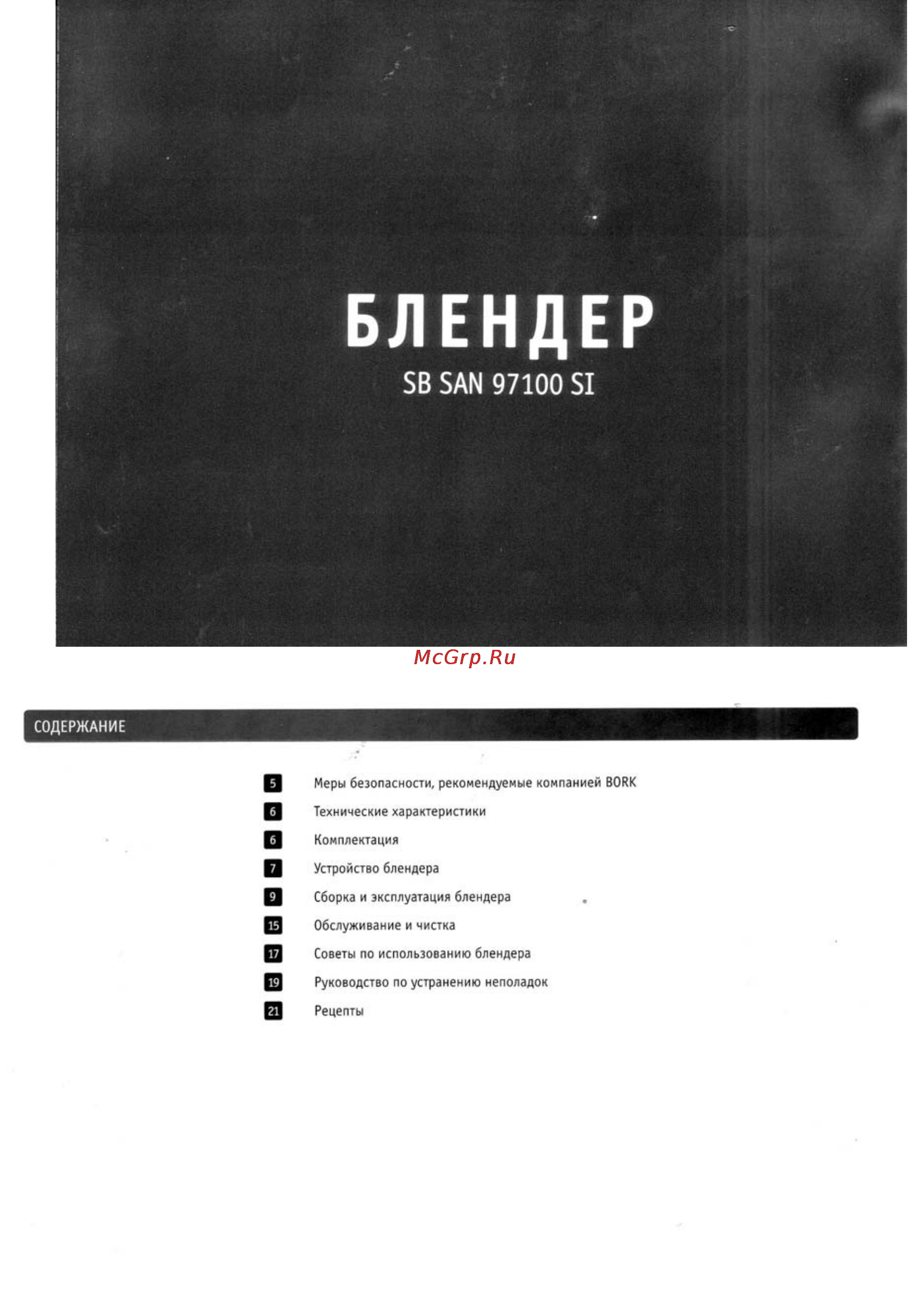 Bork SB SAN 97100 SI Инструкция по эксплуатации онлайн