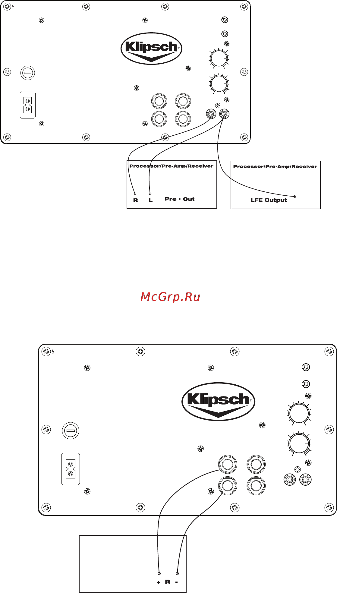 Klipsch SW-450 Black [6/7] Рисунок 3 подключение line level