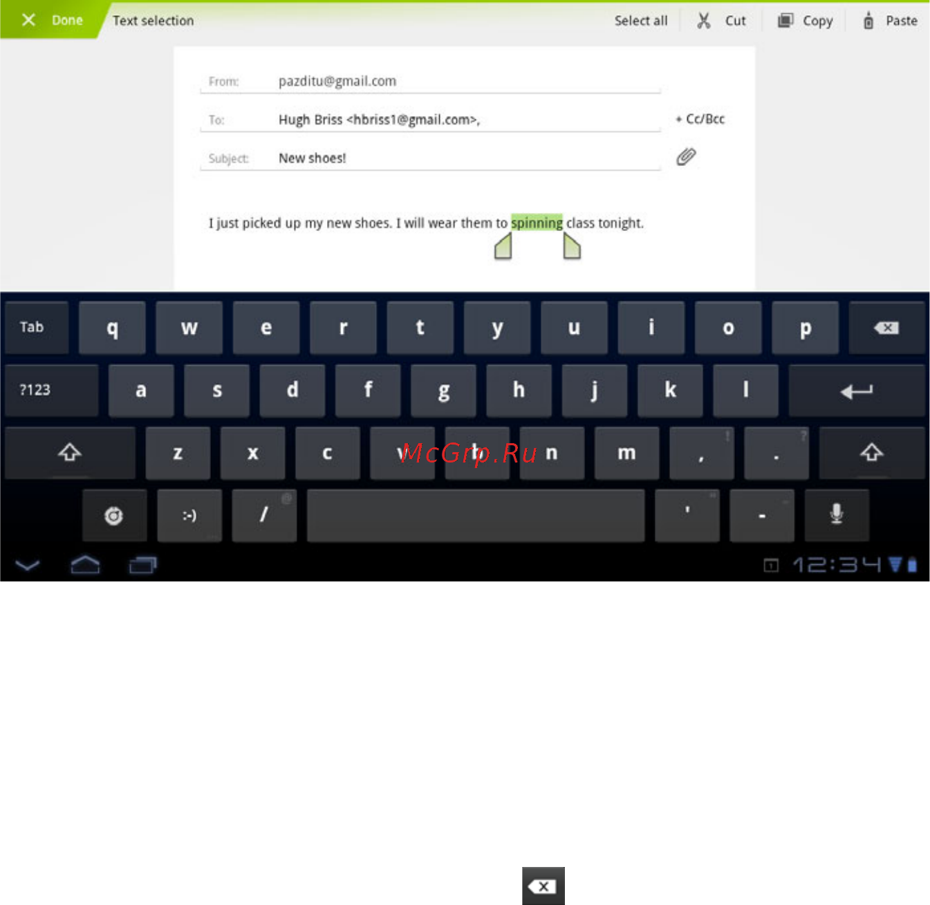 Google Android 3.0 [53/140] Cut or copy text