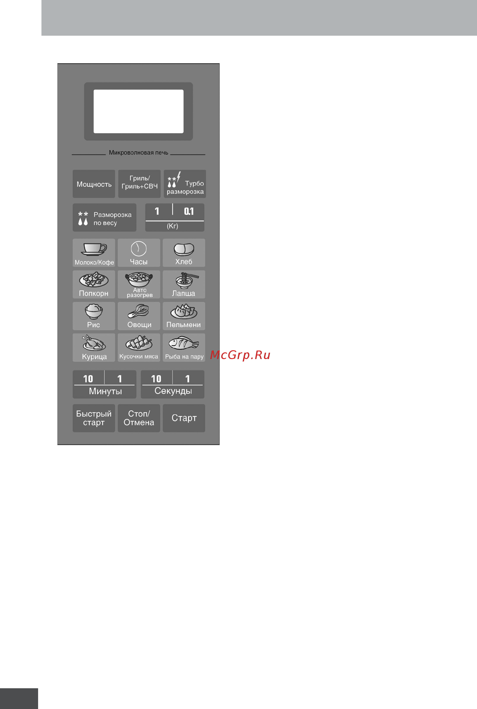 Akai MW-2301 GE (RU) [6/20] Дисплей