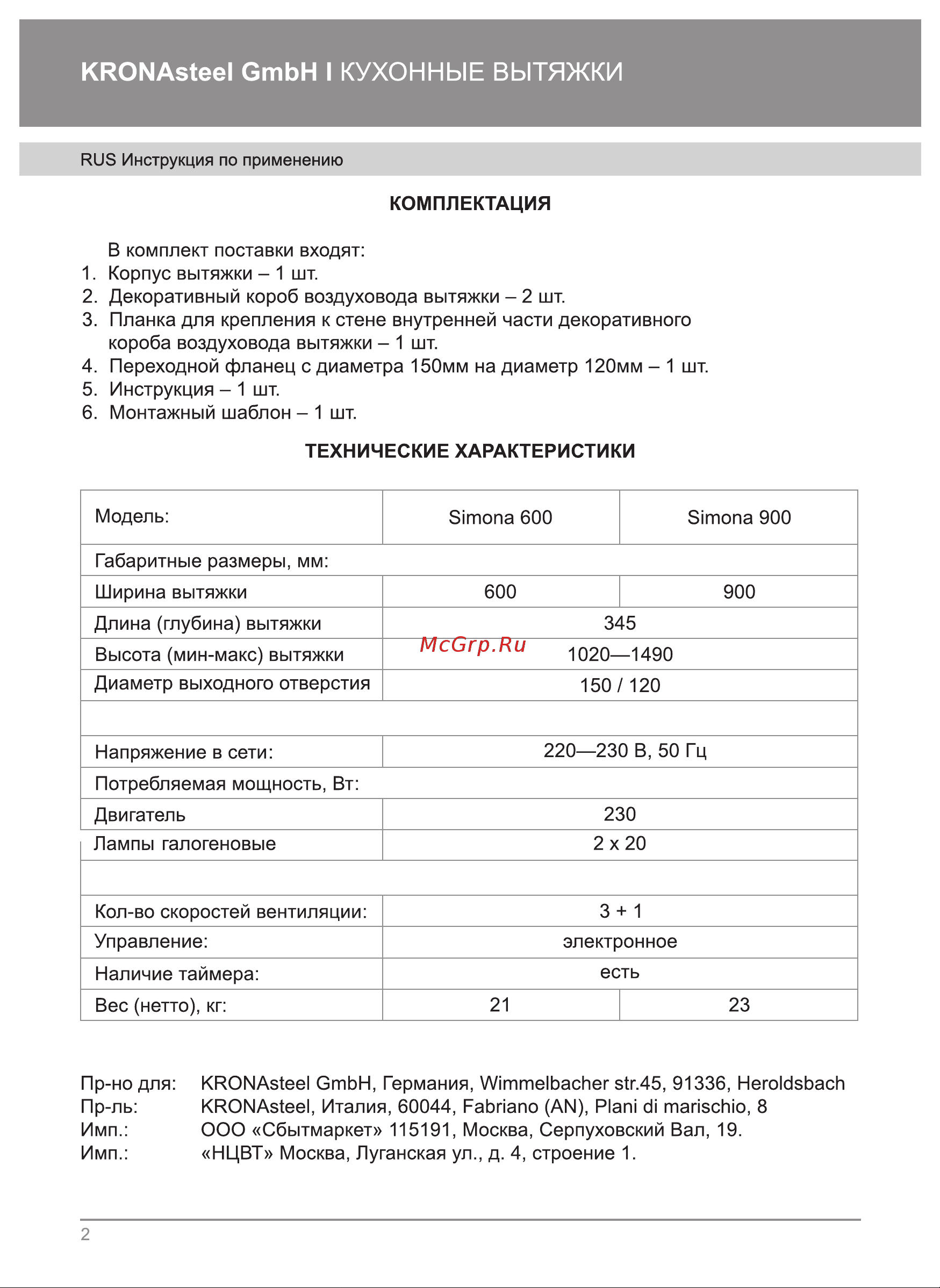 Krona Simona 900 Inox/Black 3S [4/18] Kronasteel gmbh i кухонные вытяжки