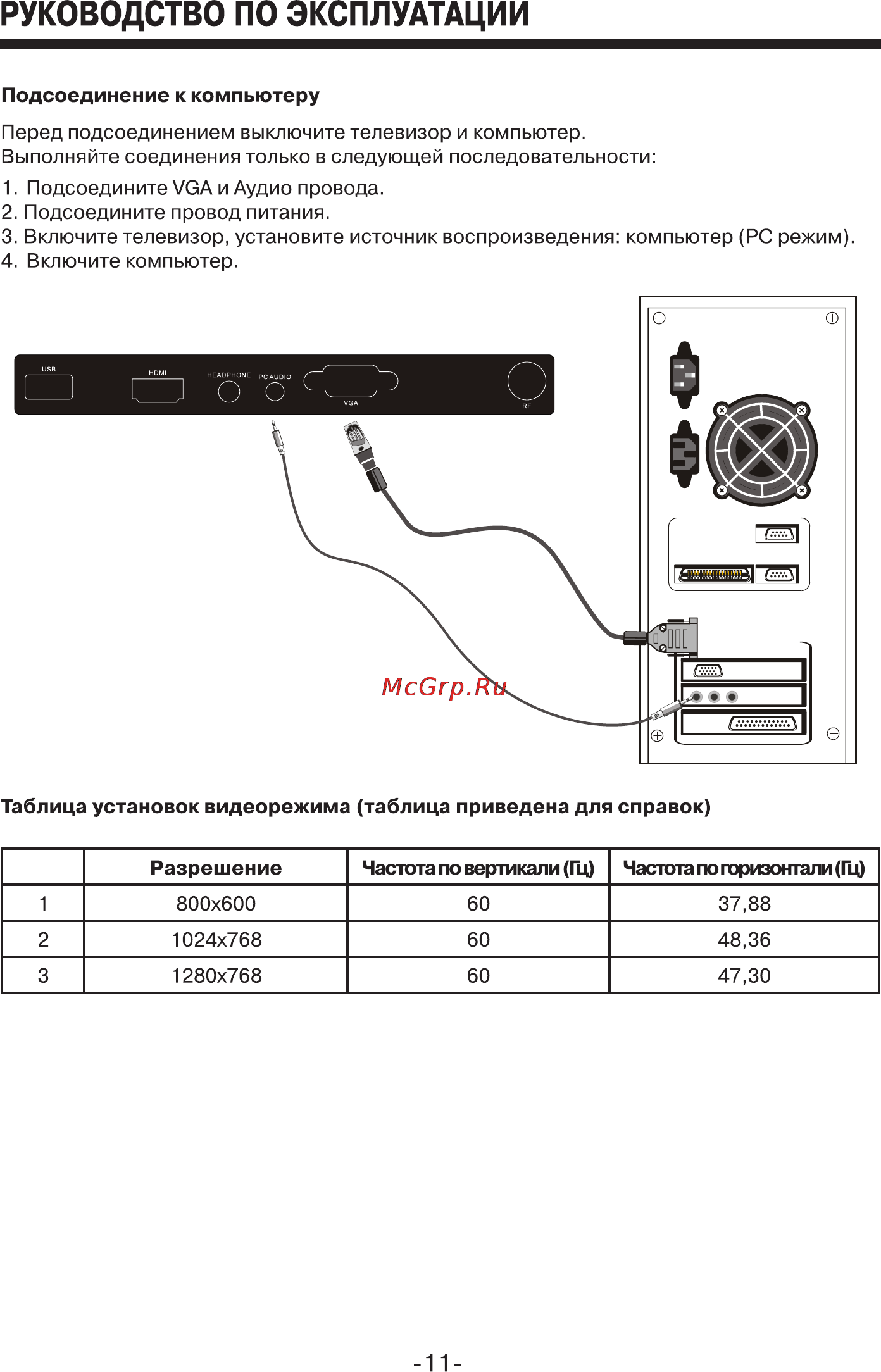 Mystery MTV-2422LW [11/24] Руководство по эксплуатации