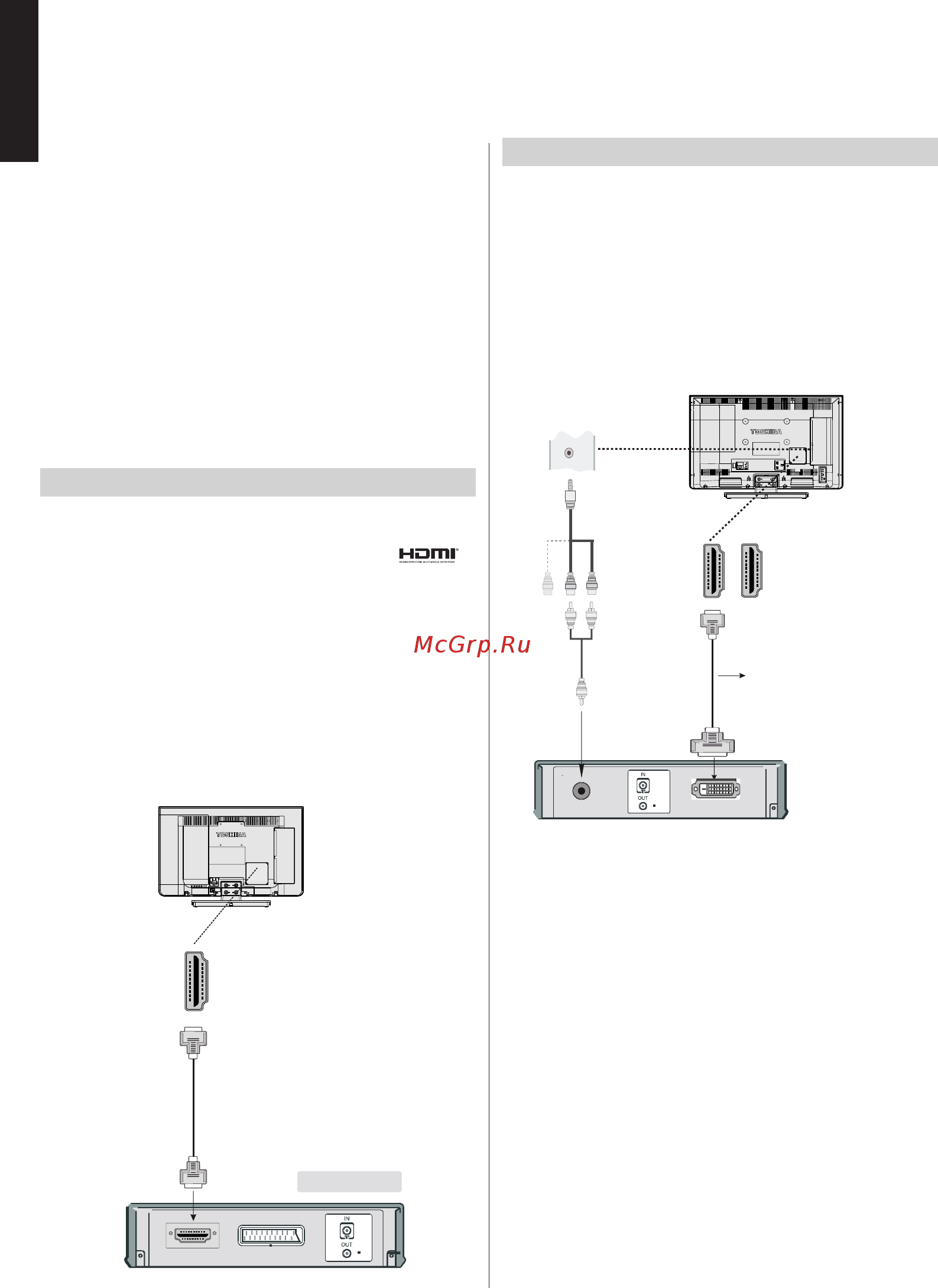 Toshiba 22L1353R [9/19] Или dvi к входу hdmi