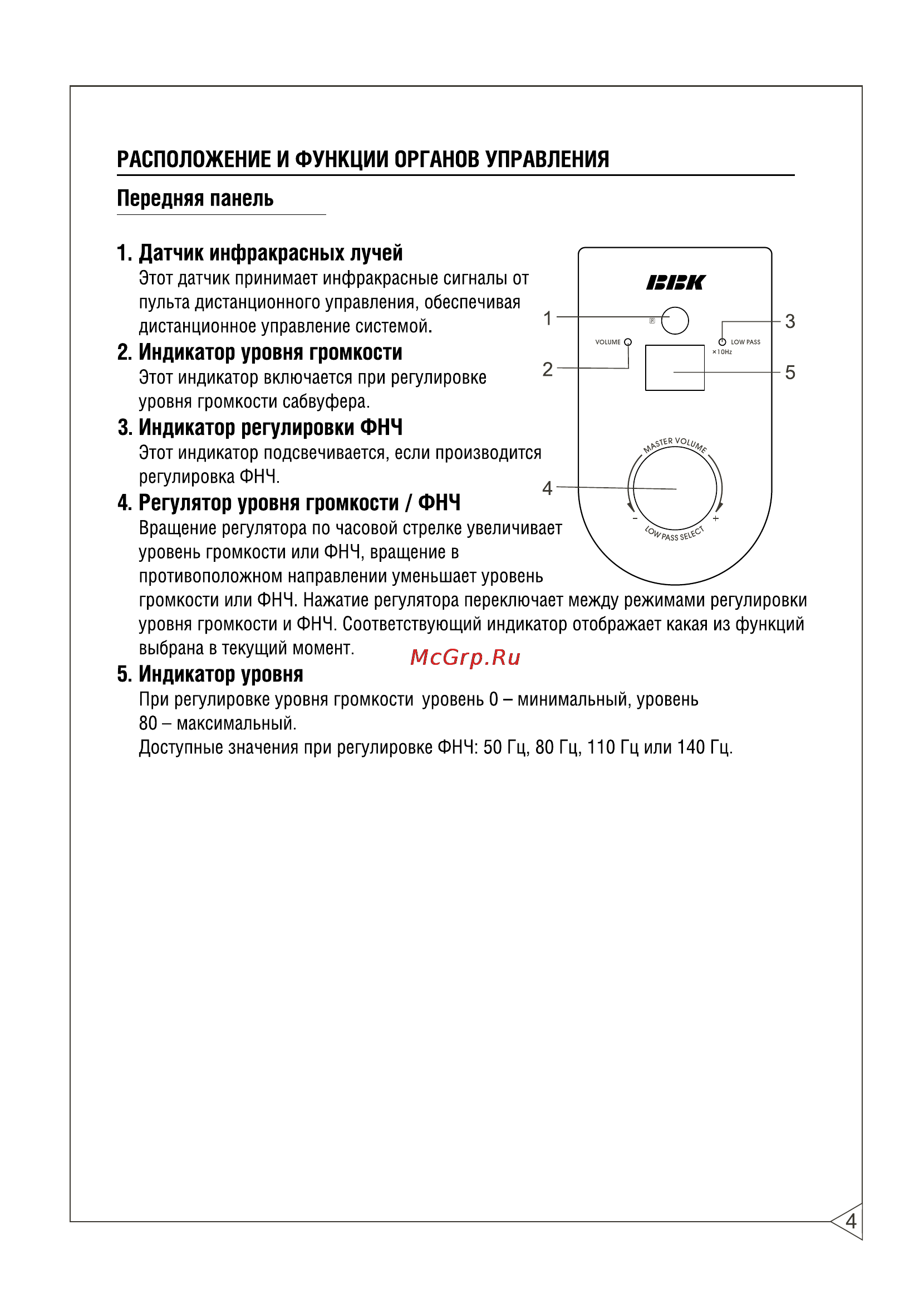 BBK FSW-121R [5/12] Индикатор регулировки фнч