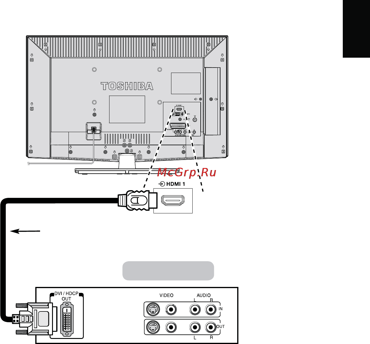 Toshiba 32HL933R [15/78] Переходный кабель hdmidvi не входит в комплект