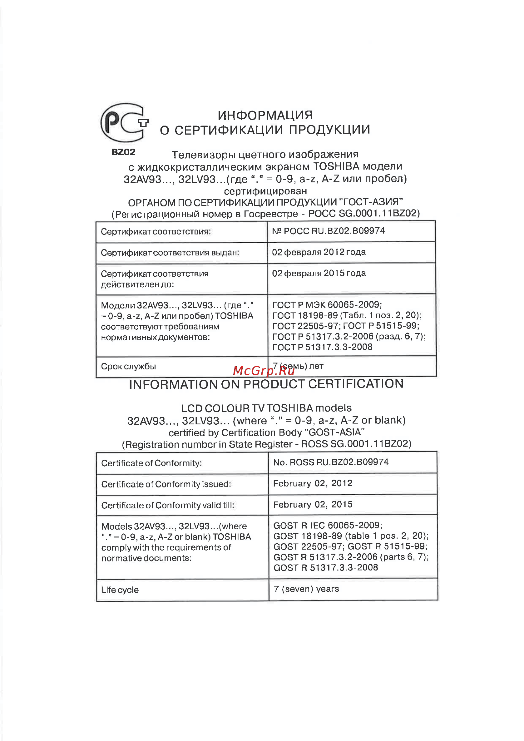 Toshiba 32HL933R Инструкция по эксплуатации онлайн [66/78] 22784