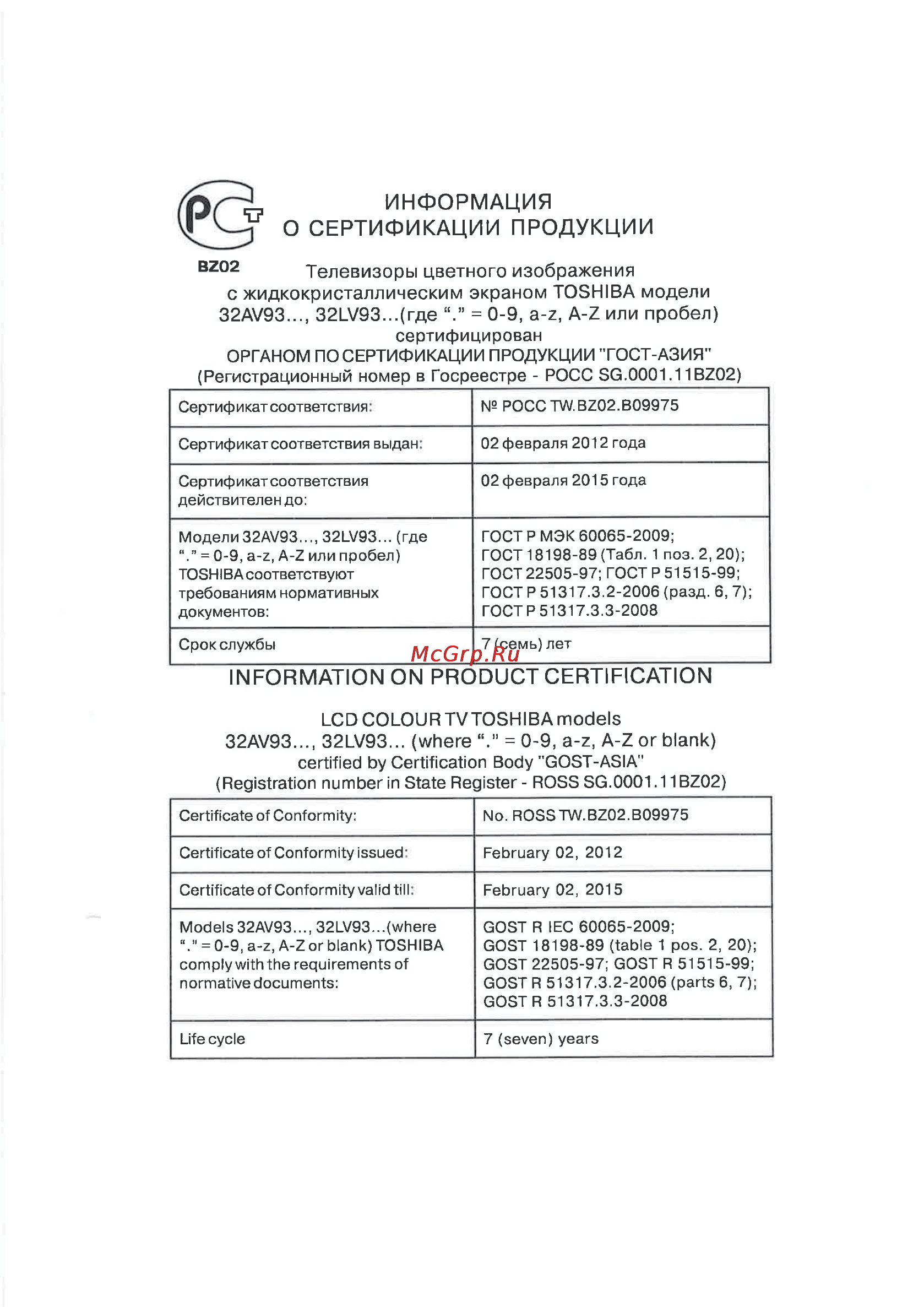 Toshiba 32HL933R Инструкция по эксплуатации онлайн [67/78] 22784