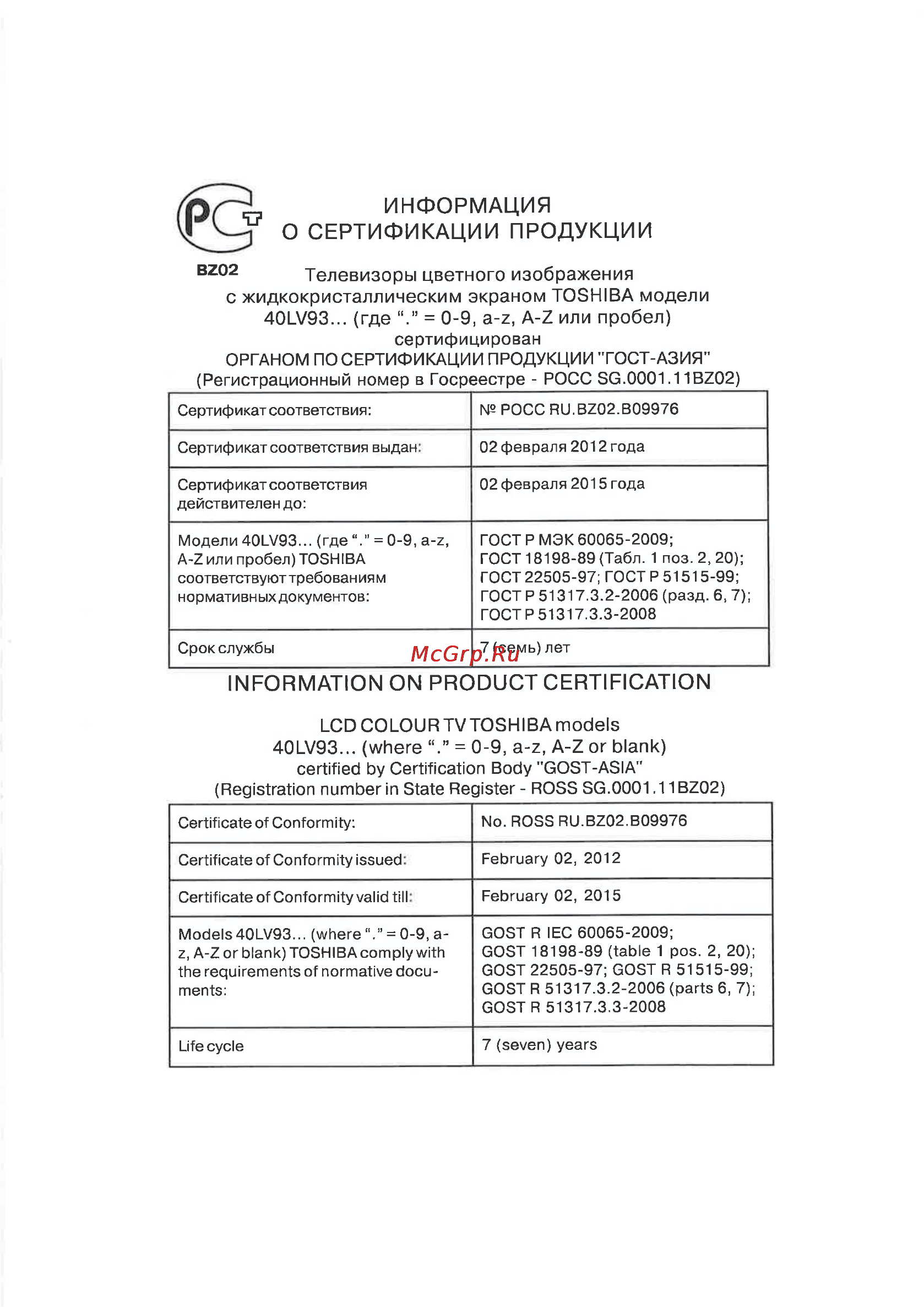 Toshiba 32HL933R Инструкция по эксплуатации онлайн [68/78] 22784