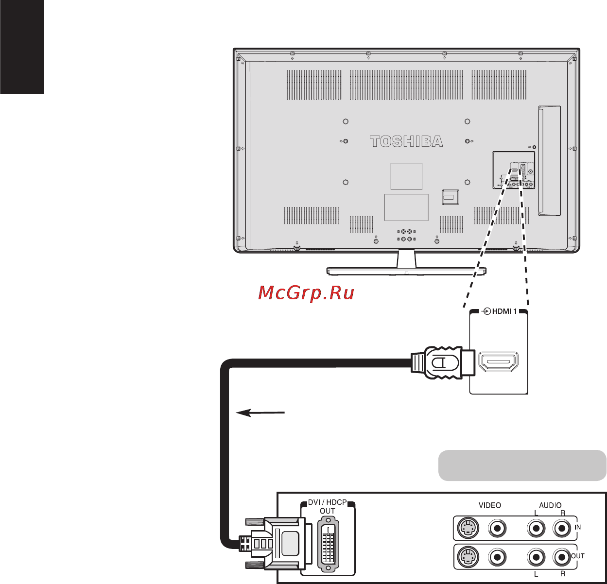 Toshiba regza 39l2353rb [14/72] Переходный кабель hdmidvi не входит в комплект
