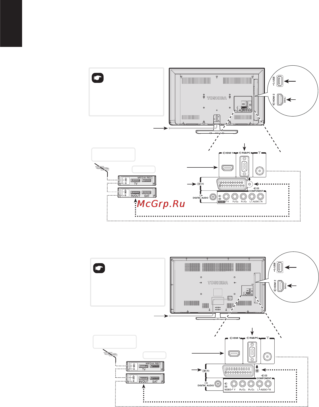Toshiba regza 32l2353rb [8/72] Декодер может представлять собой цифровой спутниковый декодер или любой другой совместимый декодер расположение кода питания зависит от модели