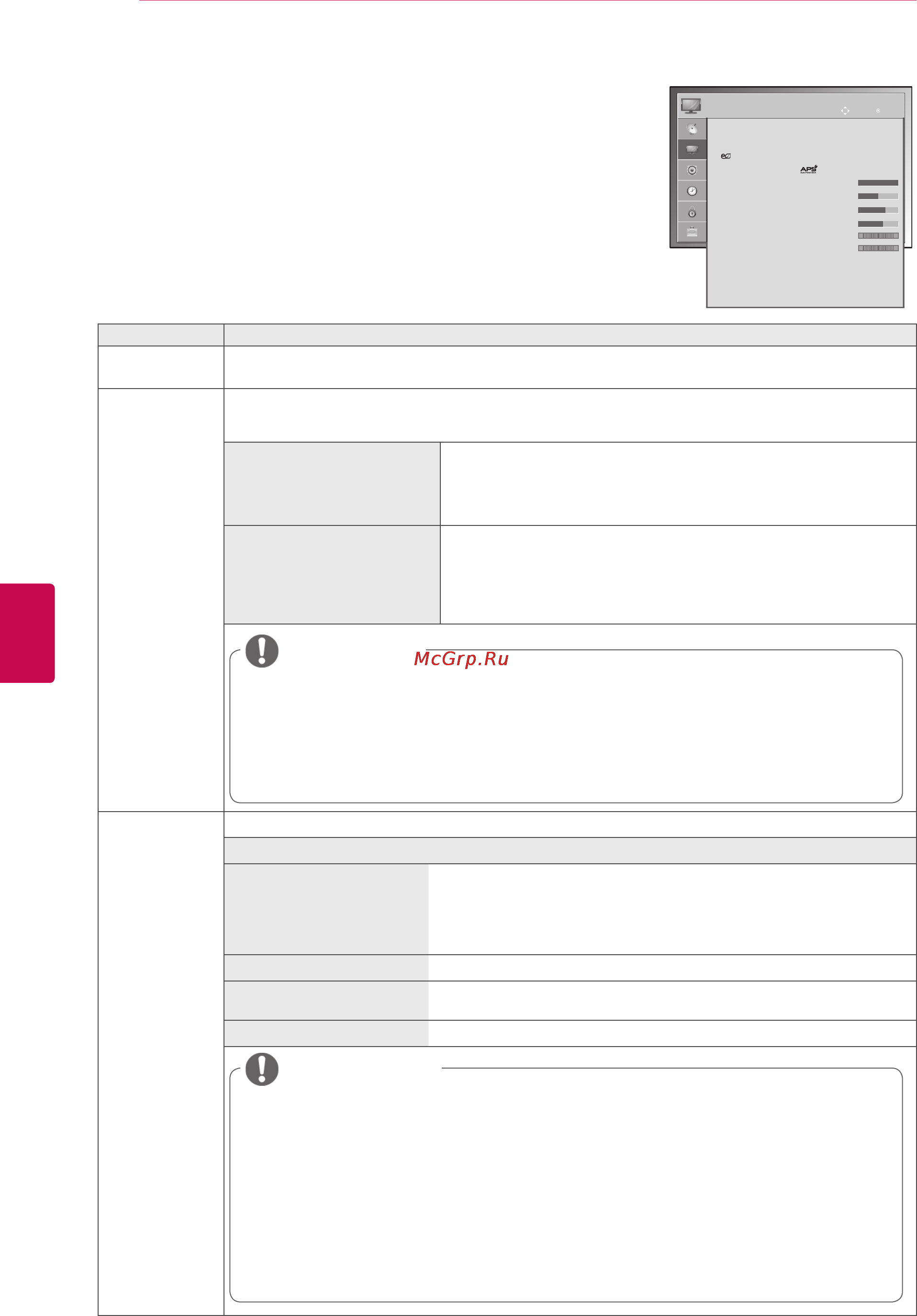 LG 32 LK455 [66/116] Параметры меню изображения