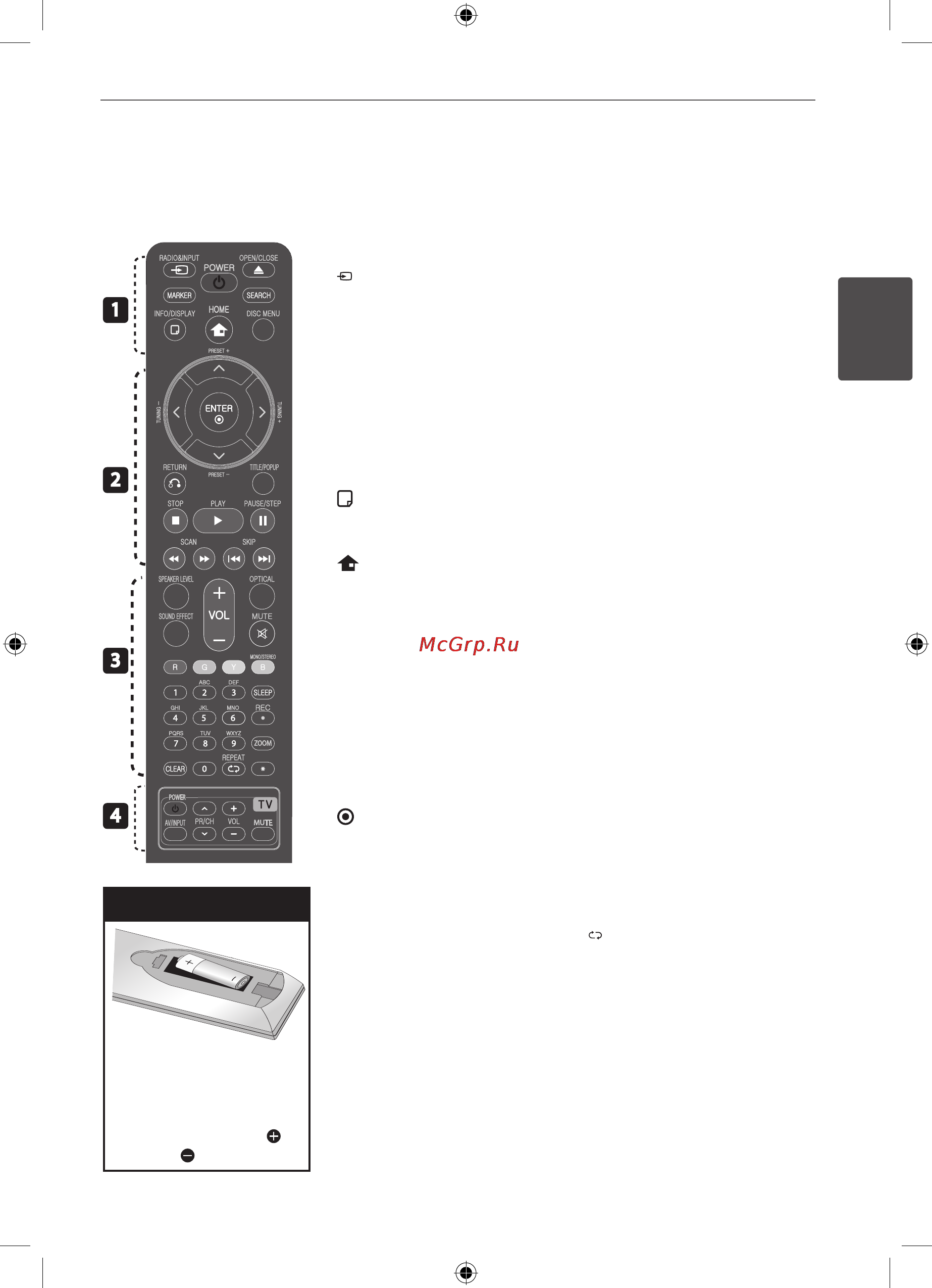 LG HB-805PH [13/80] Пульт дистанционного управления