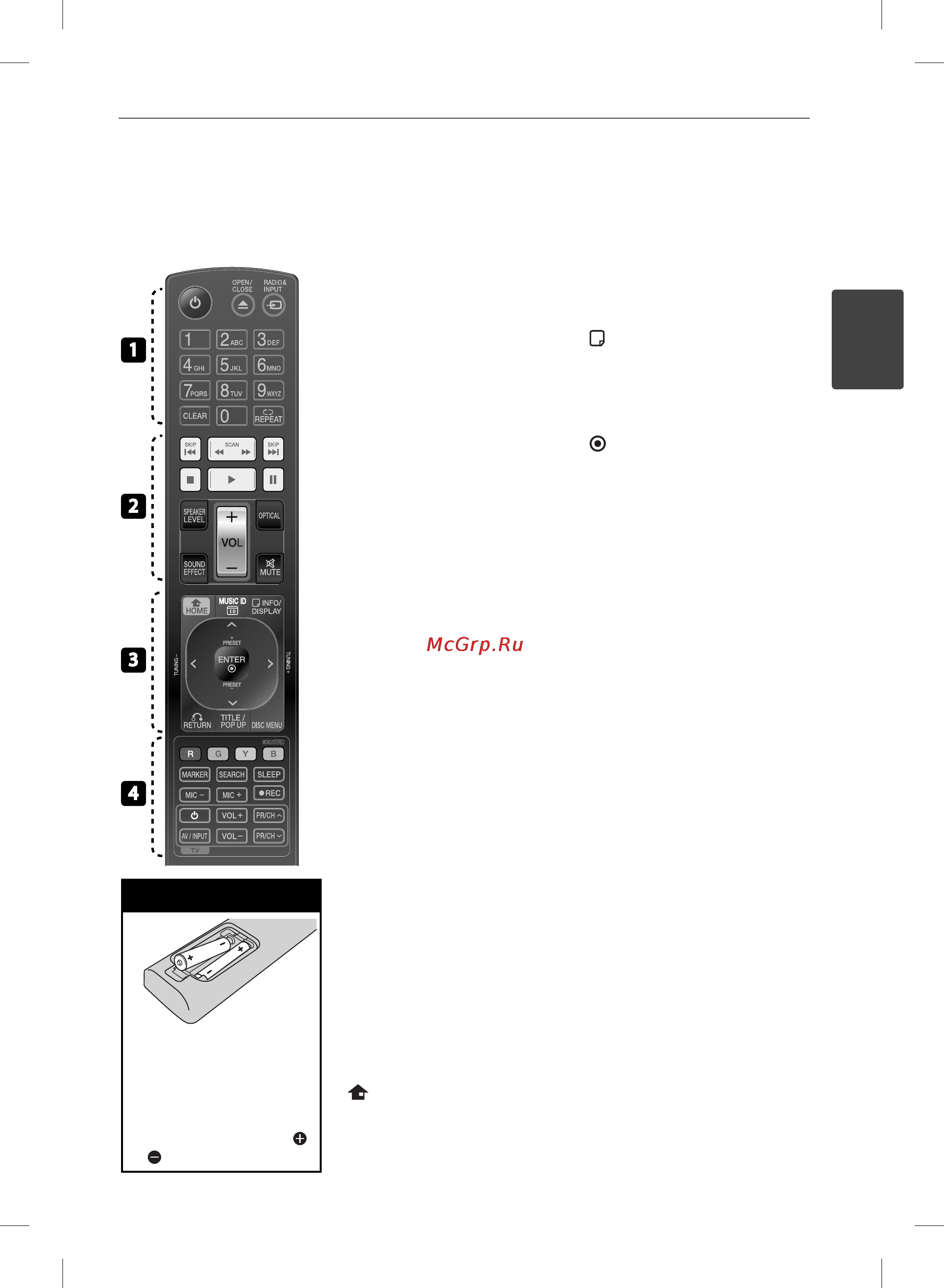 LG HB-905TA [13/90] Пульт дистанционного управления