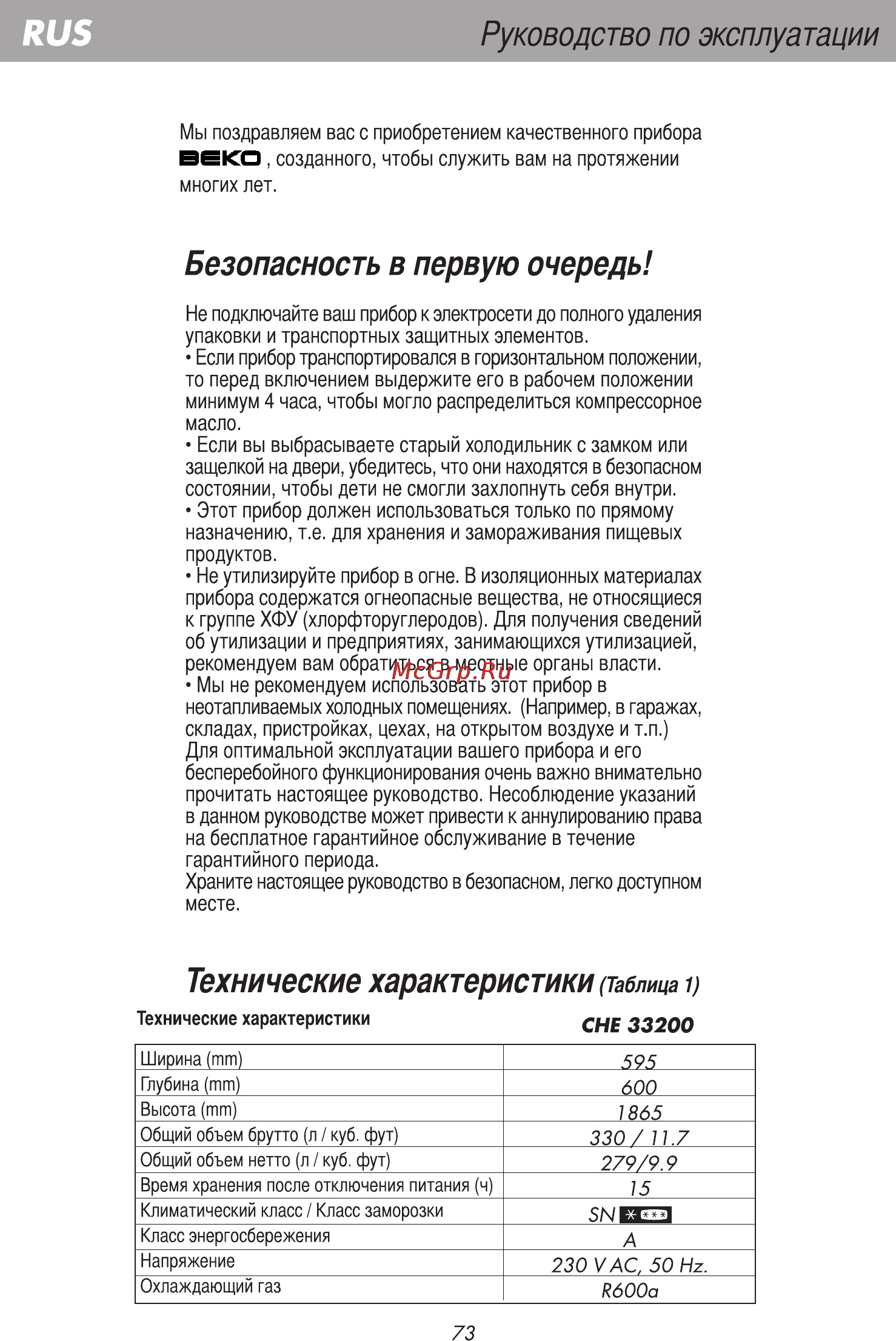 Beko CHE 33200 [6/15] Руководство по эксплуатации