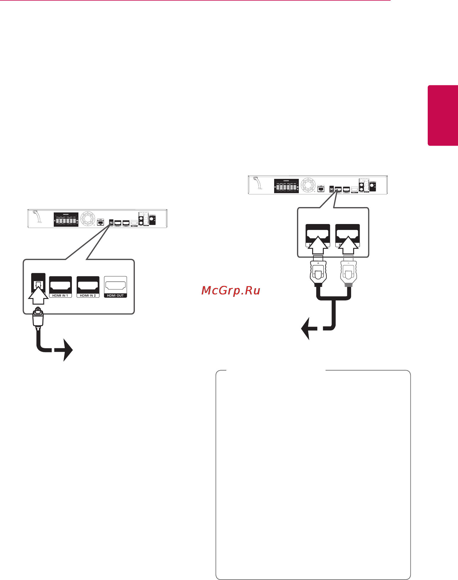 LG HB-906TA [25/74] Подключение через разъемы hdmi in 1 2