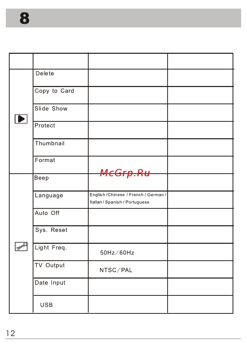 Ufo DS 55 [13/16] Меню и установки