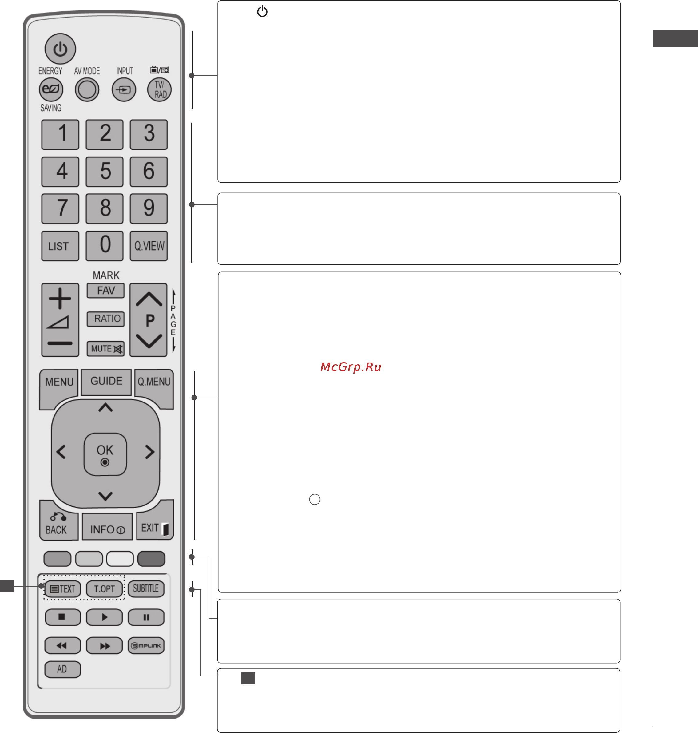 LG 32 LE5300 [35/206] Функции клавиш пульта дистанционного управления