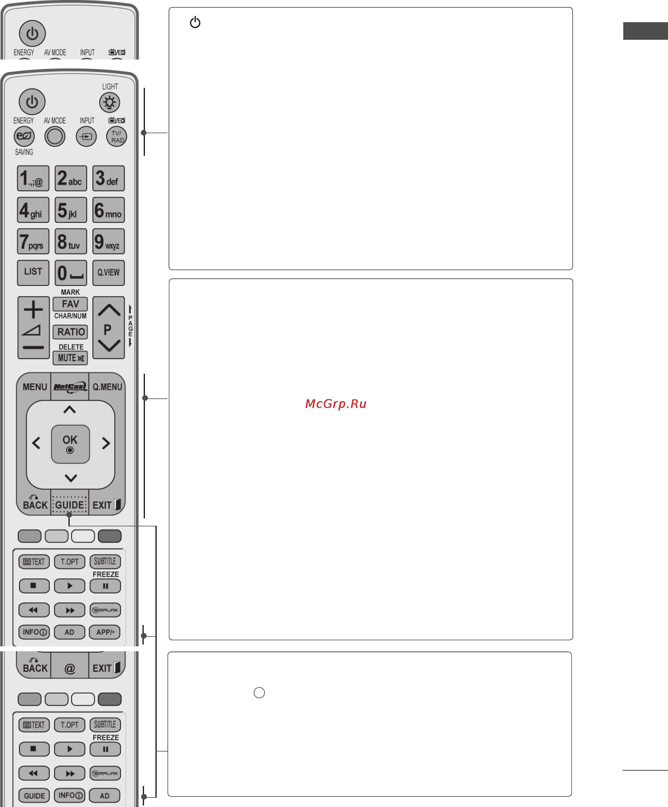 LG 47 LE5300 [35/249] Функции клавиш пульта дистанционного управления