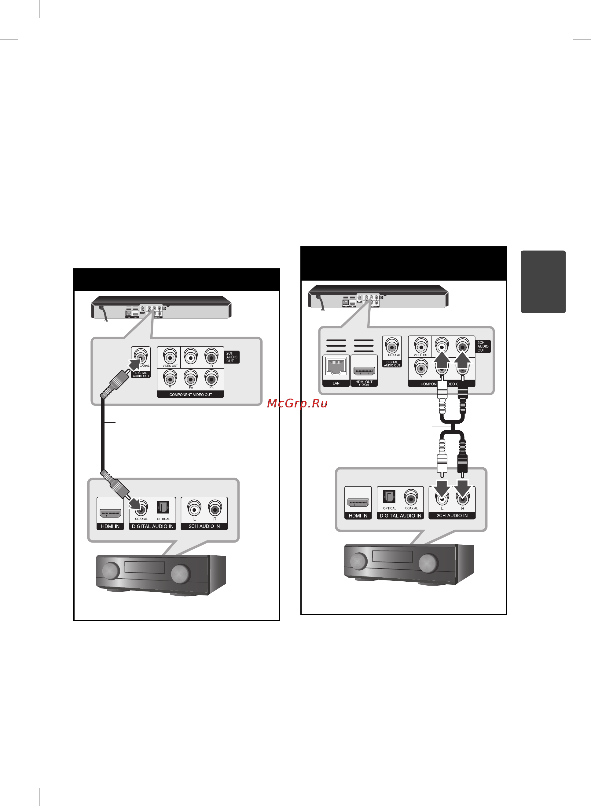 LG BD-560 [18/73] Подключение к усилителю через выход 2 channel audio