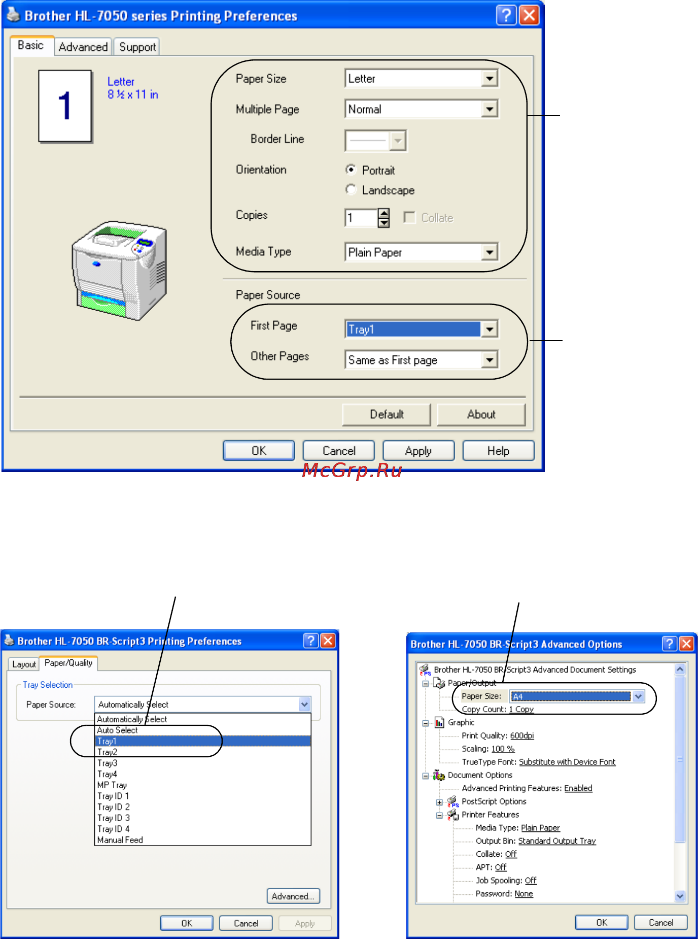 Brother HL-7050 [40/253] Change the following settings in the printer driver