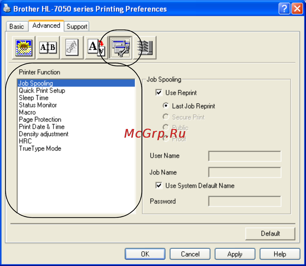 Brother HL-7050 [66/253] Device options