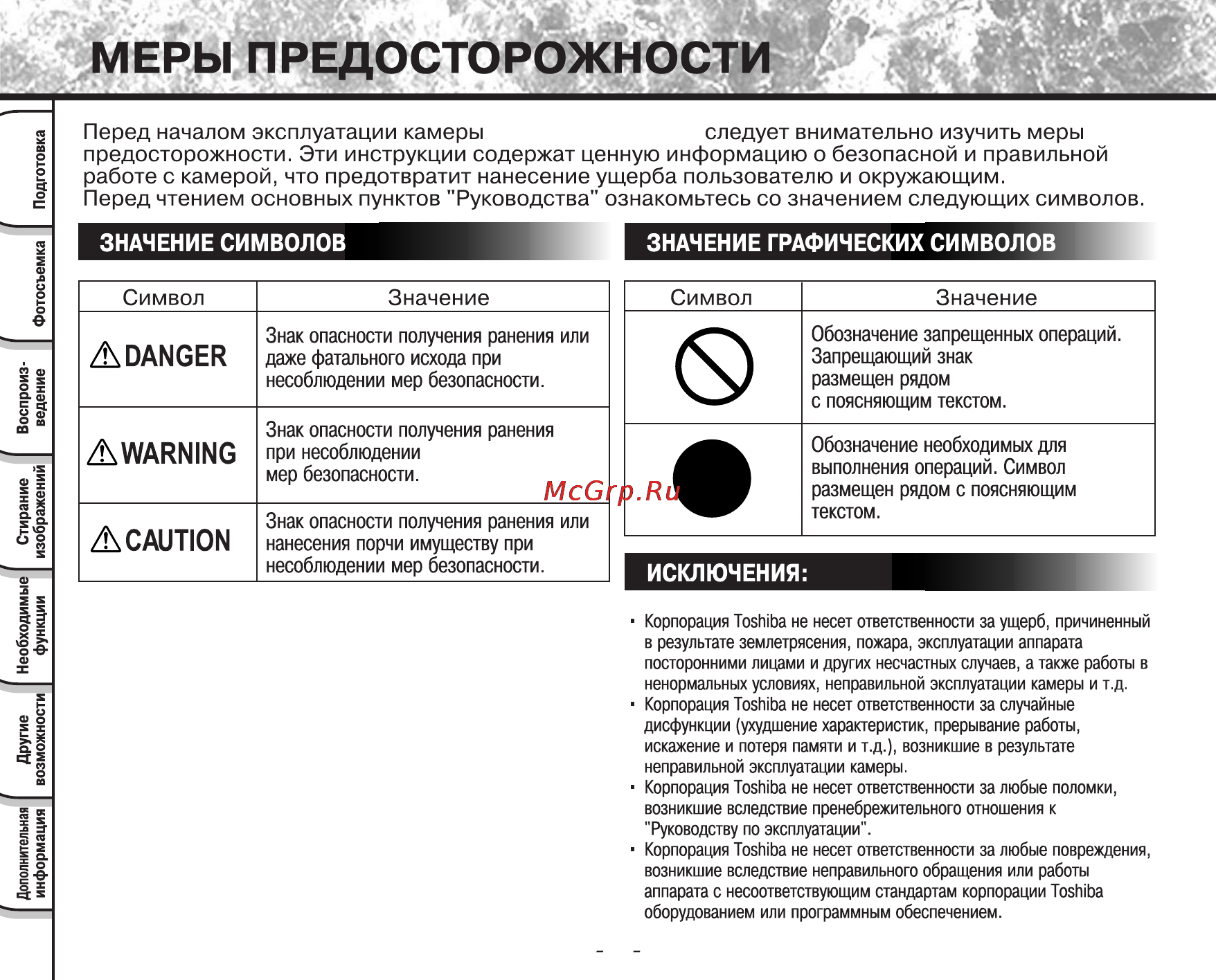Toshiba PDR-T10 Инструкция по эксплуатации онлайн [7/74] 23673